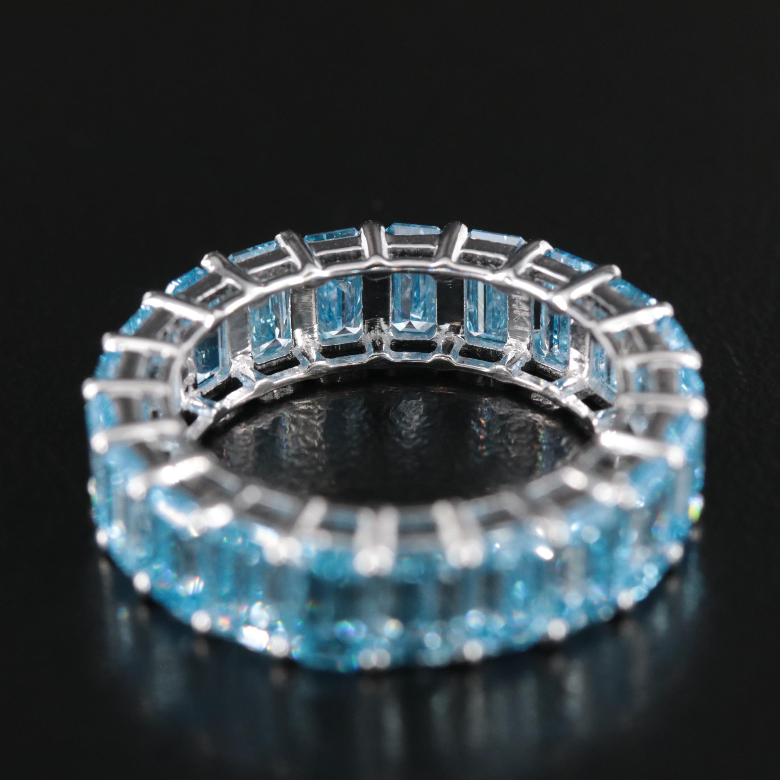14K 7.58 CTW Fancy Intense Blue Diamond Eternity Band