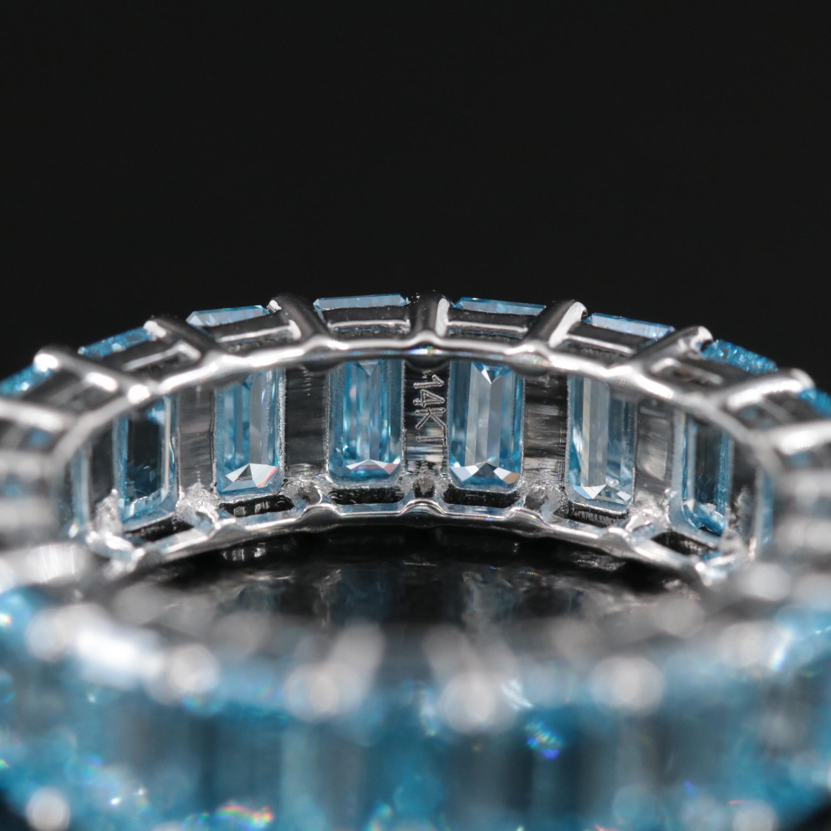 14K 7.58 CTW Fancy Intense Blue Diamond Eternity Band