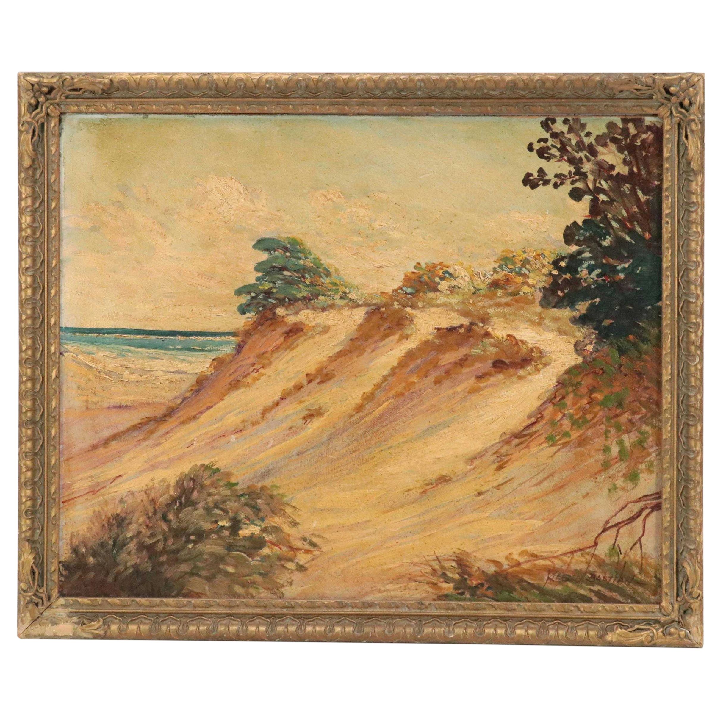 Glenn Bastian Coastal Landscape Oil on Board, Mid 20th Century