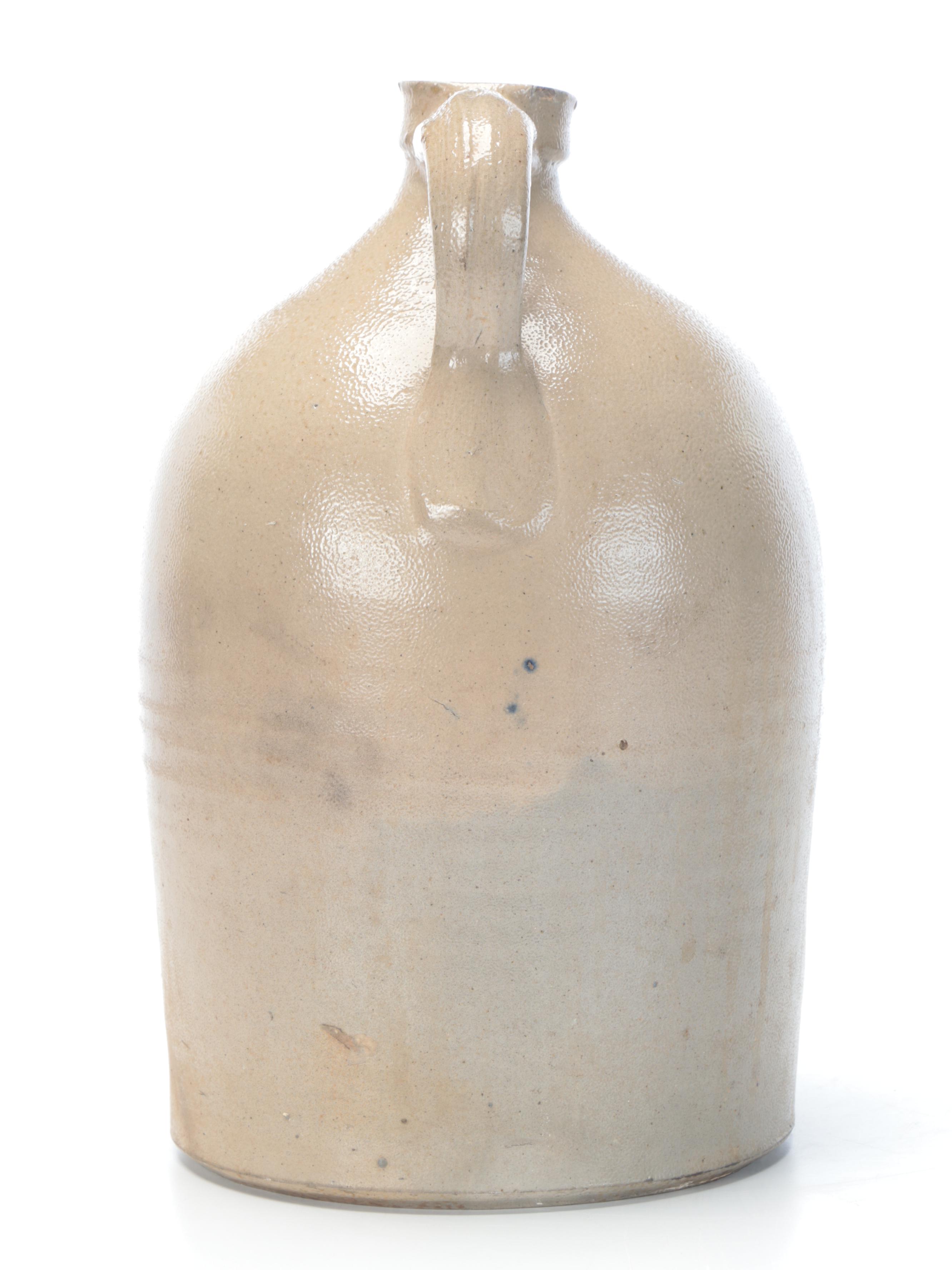 A.K. Ballard Salt Glaze Stoneware Jug with Freehand Cobalt Desgin