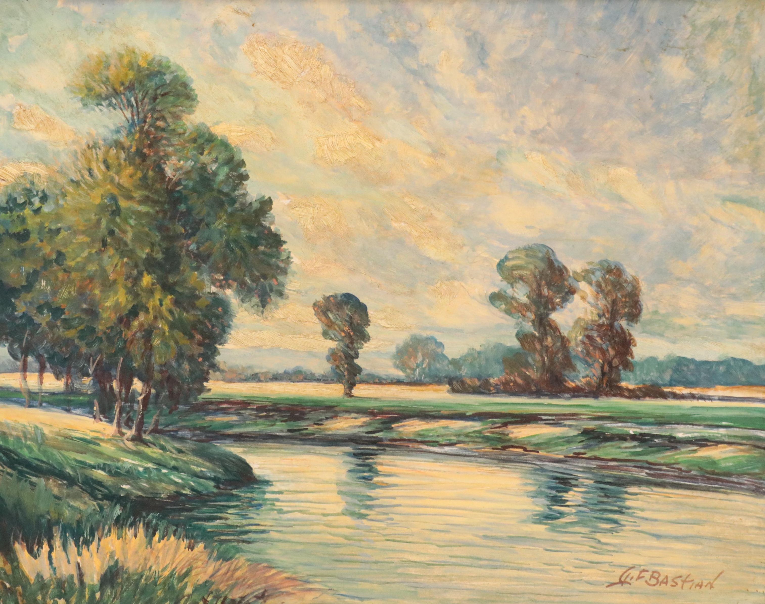 Glenn Bastian Landscape Oil Painting, Mid 20th Century