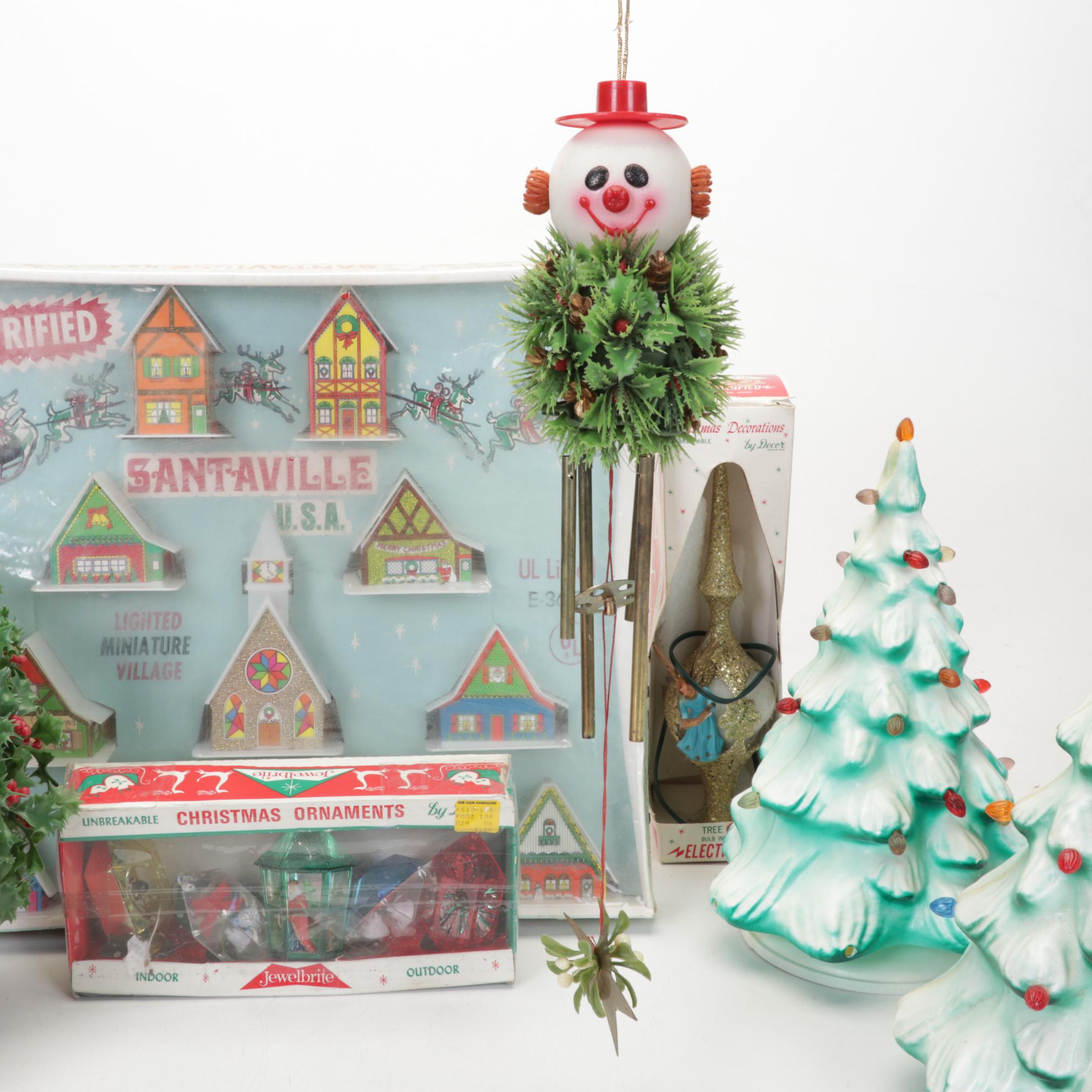 Assorted Table Top Christmas Decor, Ornaments, & More, Mid to Late 20th Century