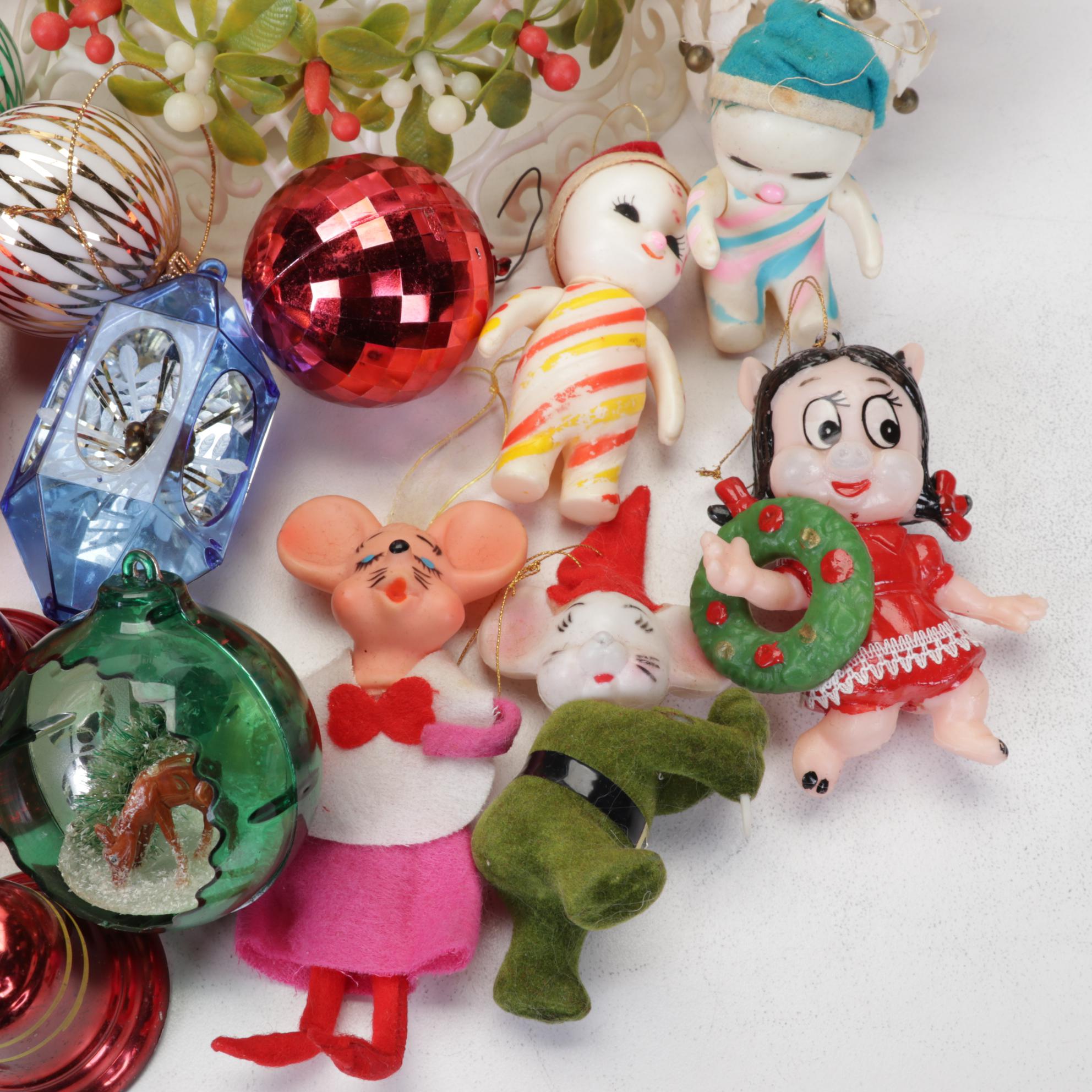 Assorted Table Top Christmas Decor, Ornaments, & More, Mid to Late 20th Century