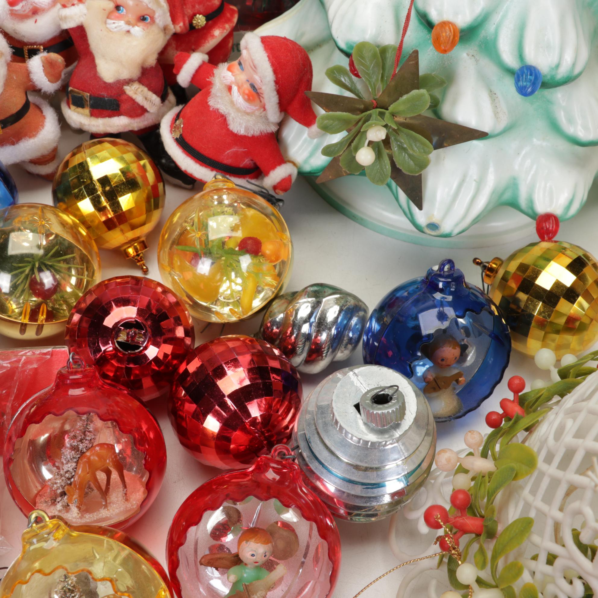 Assorted Table Top Christmas Decor, Ornaments, & More, Mid to Late 20th Century
