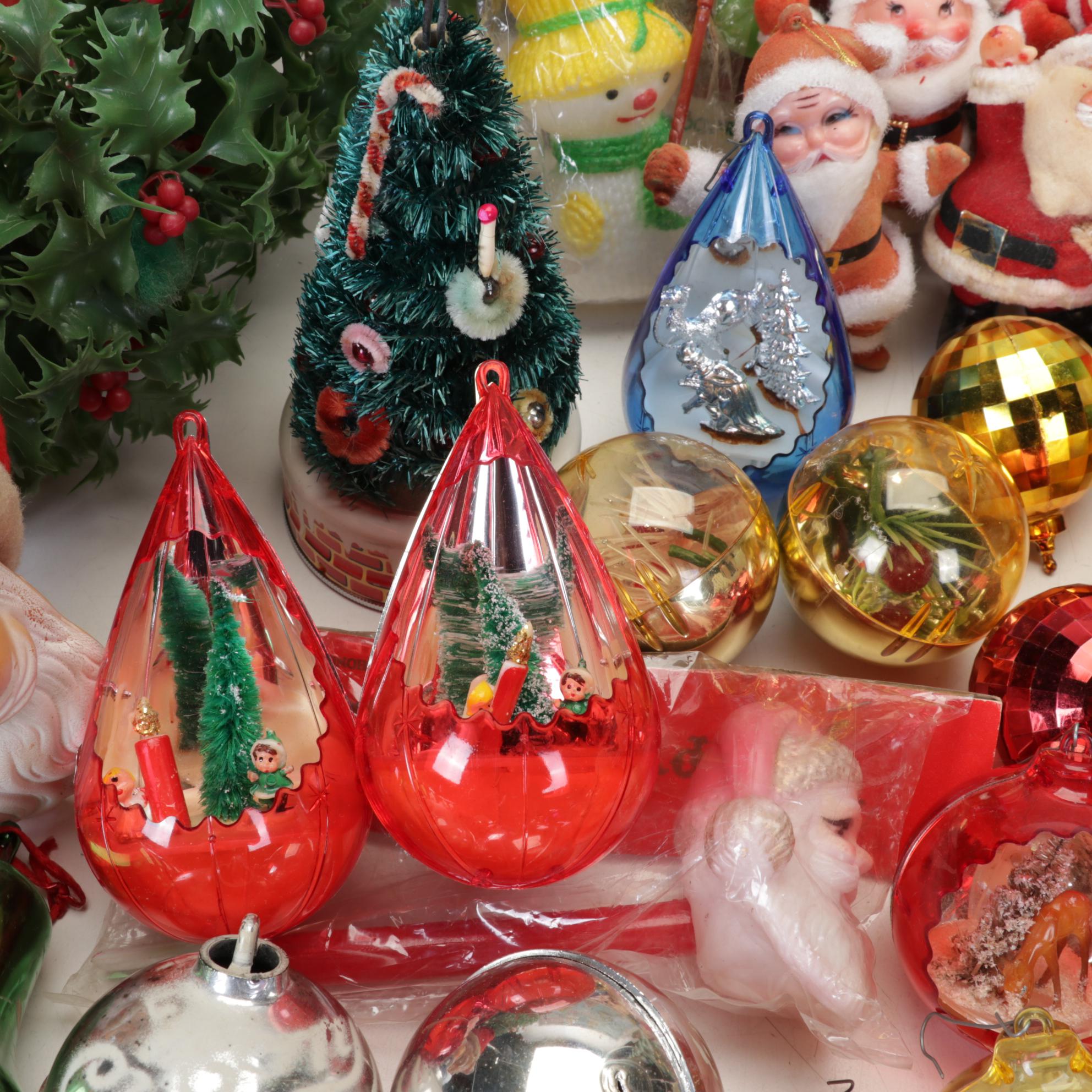 Assorted Table Top Christmas Decor, Ornaments, & More, Mid to Late 20th Century