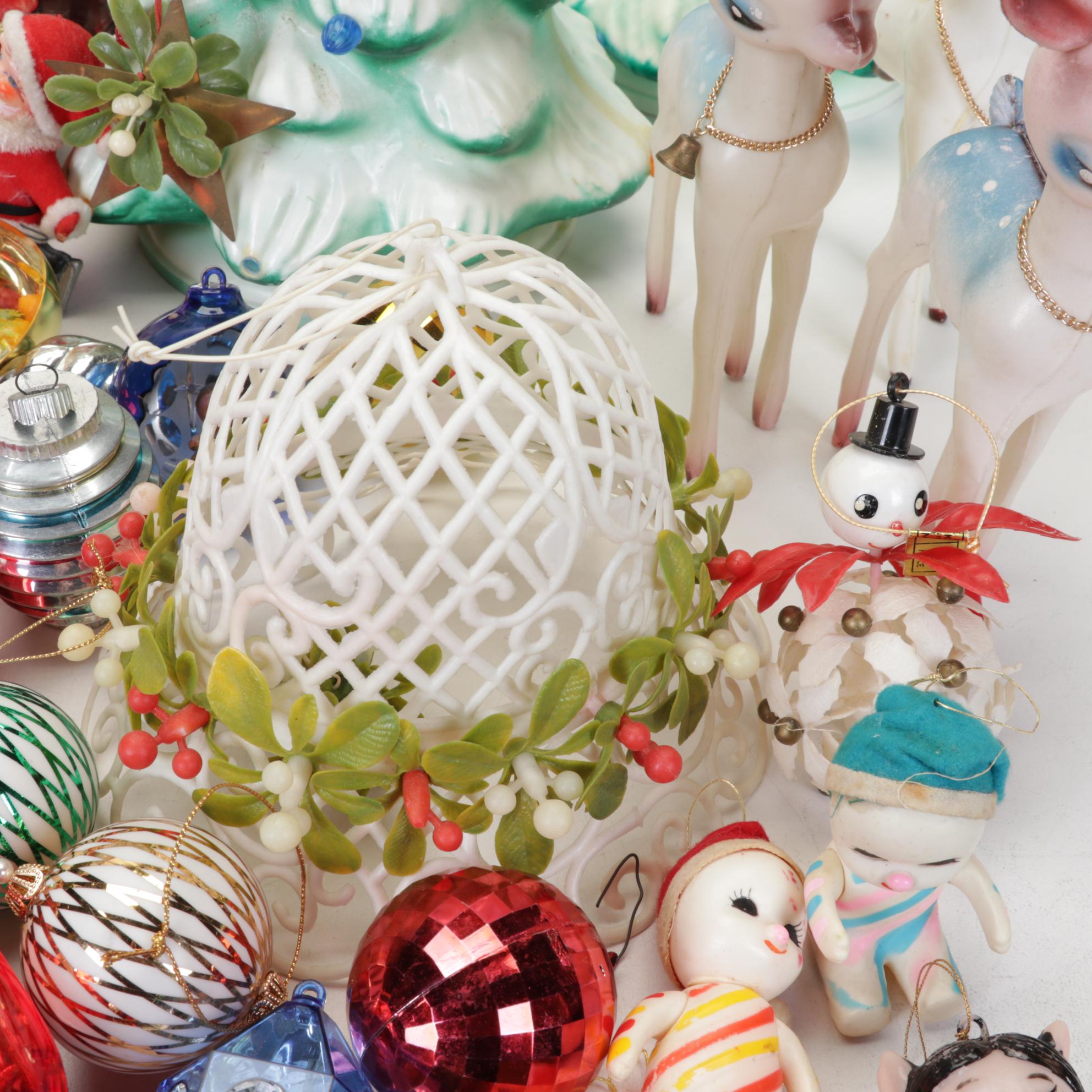 Assorted Table Top Christmas Decor, Ornaments, & More, Mid to Late 20th Century