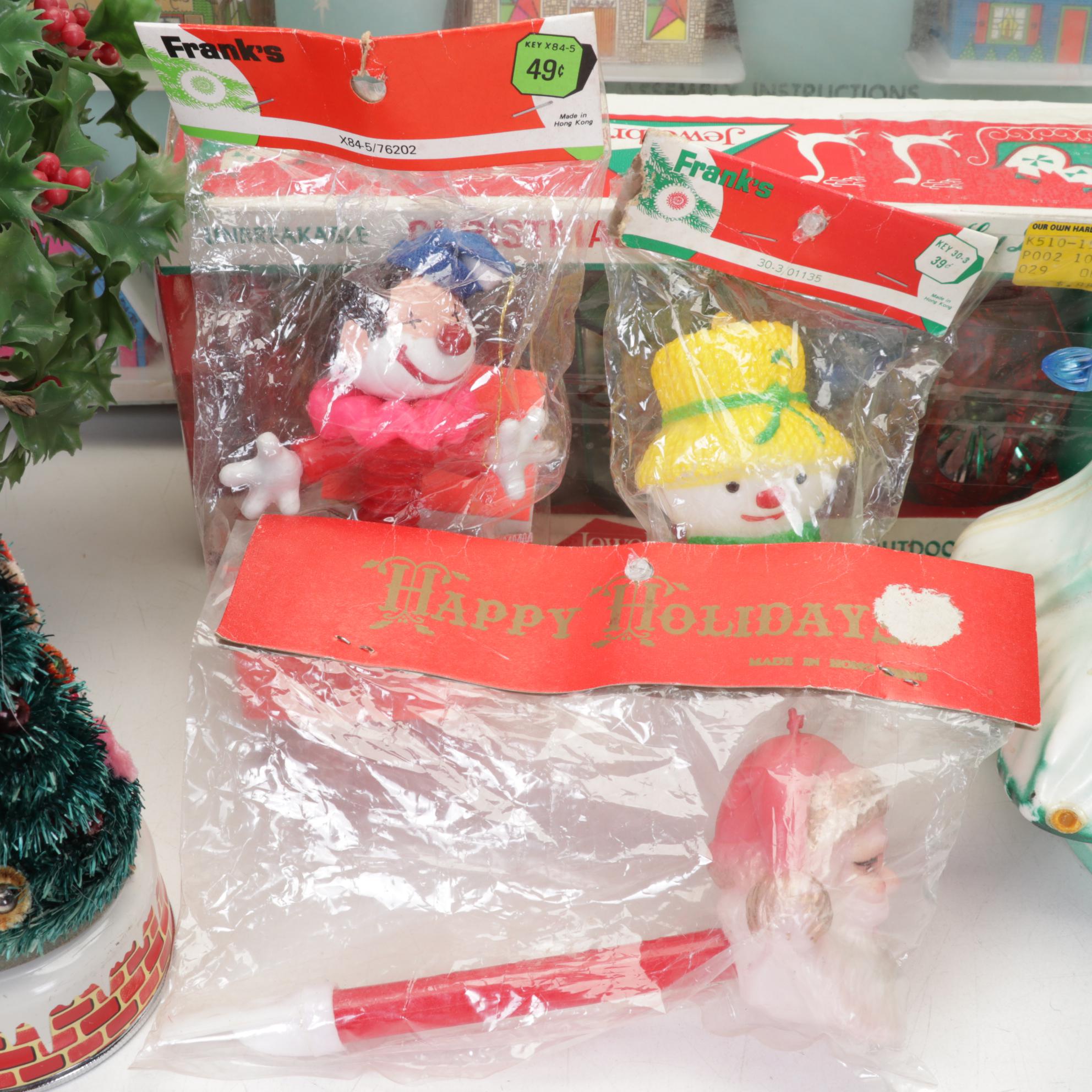 Assorted Table Top Christmas Decor, Ornaments, & More, Mid to Late 20th Century