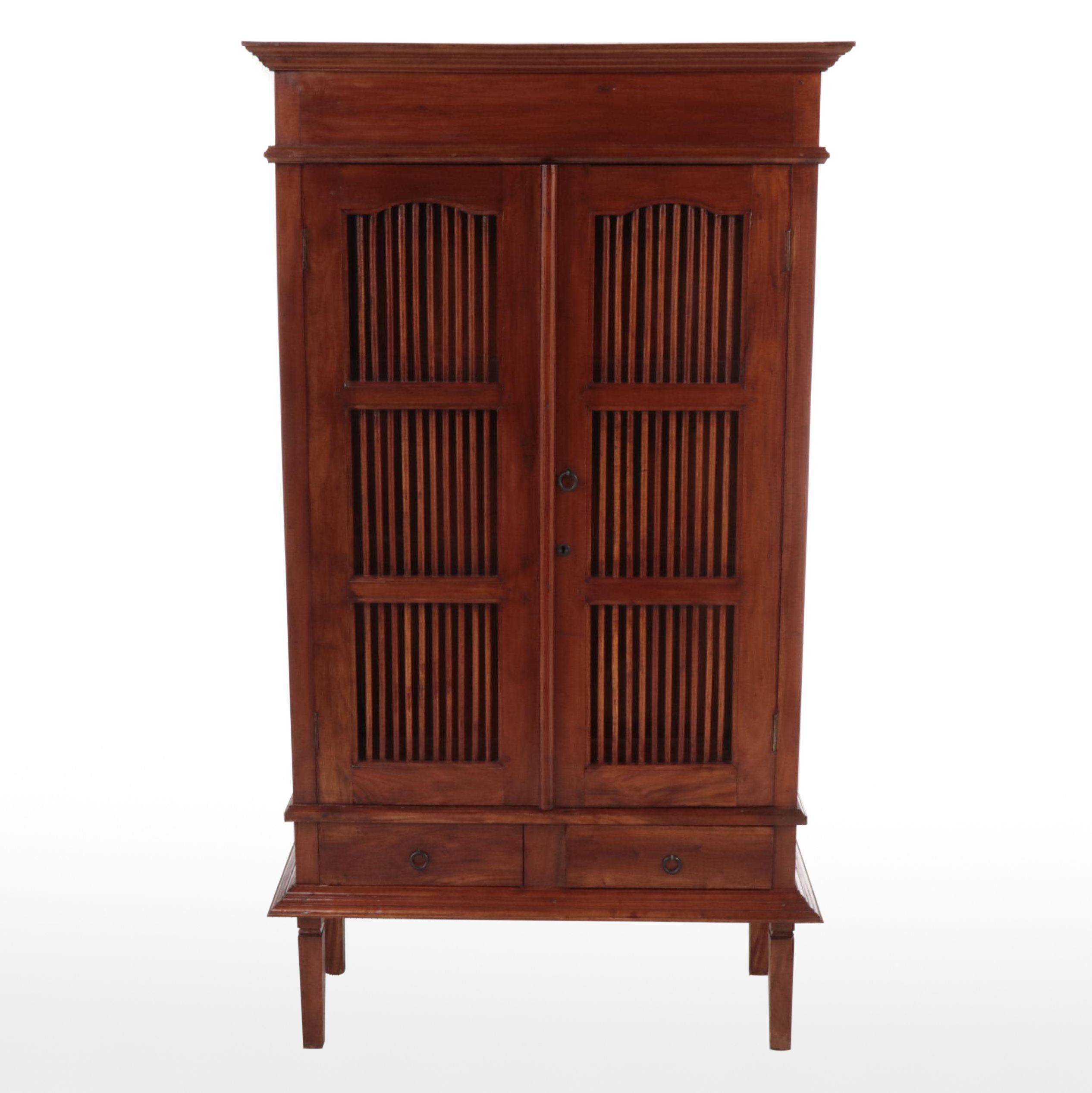 Indonesian Hardwood Spindle-Paneled Cabinet