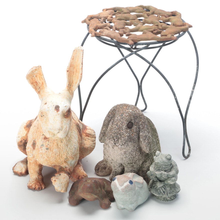 Earthly Creations Rabbit Statue with Gus Fisher Rabbit Figurine and More