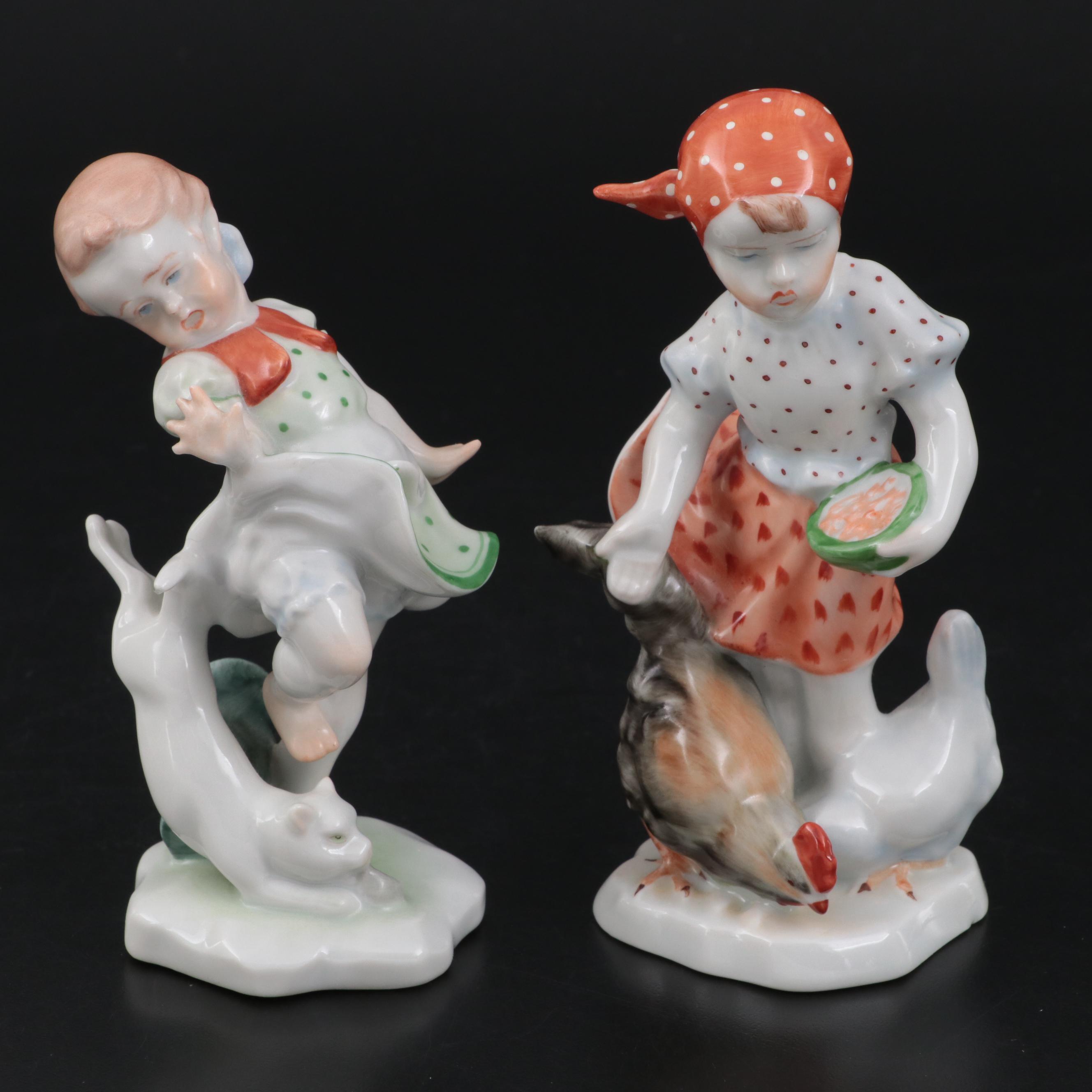 Herend Porcelain Figurines, Mid to Late 20th Century