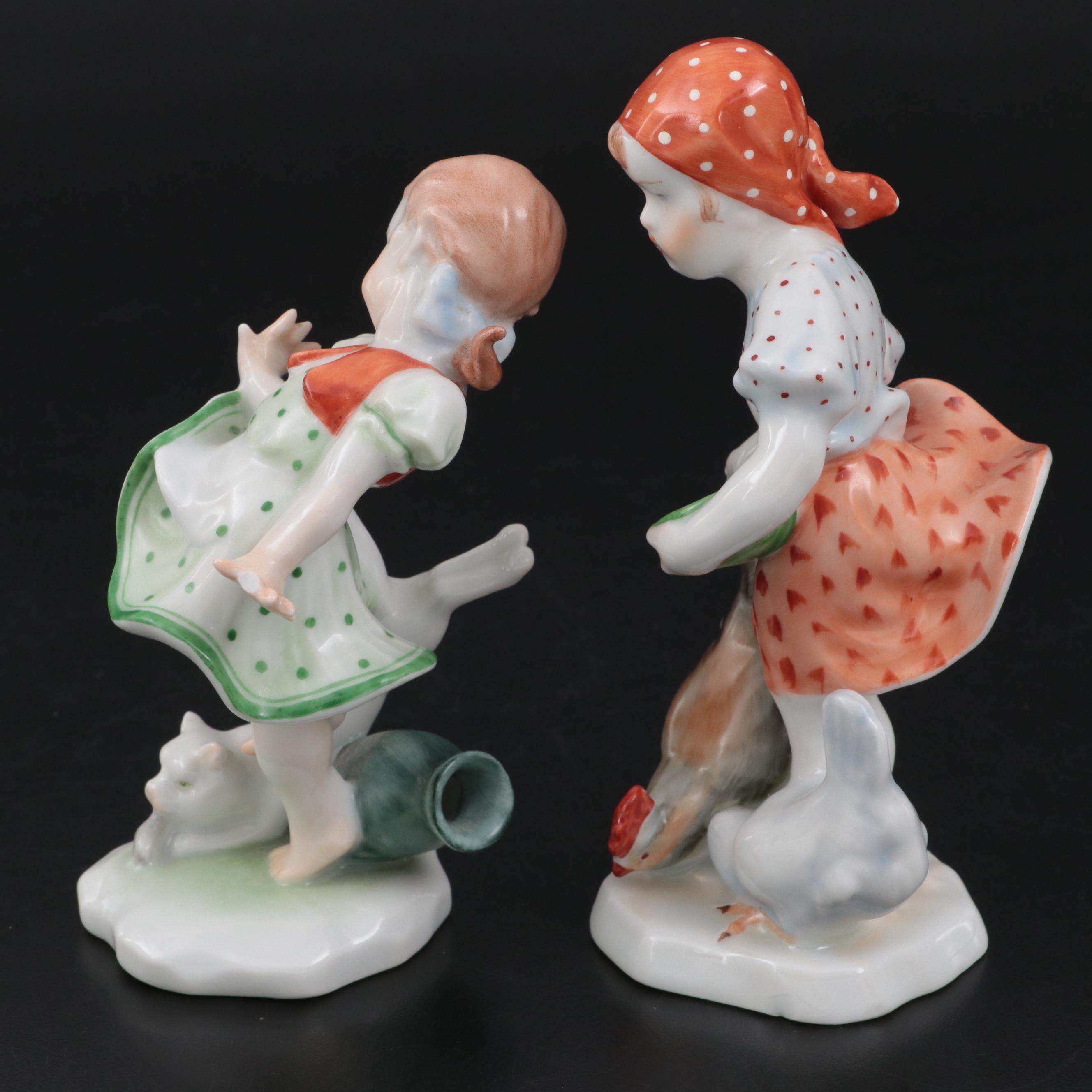 Herend Porcelain Figurines, Mid to Late 20th Century