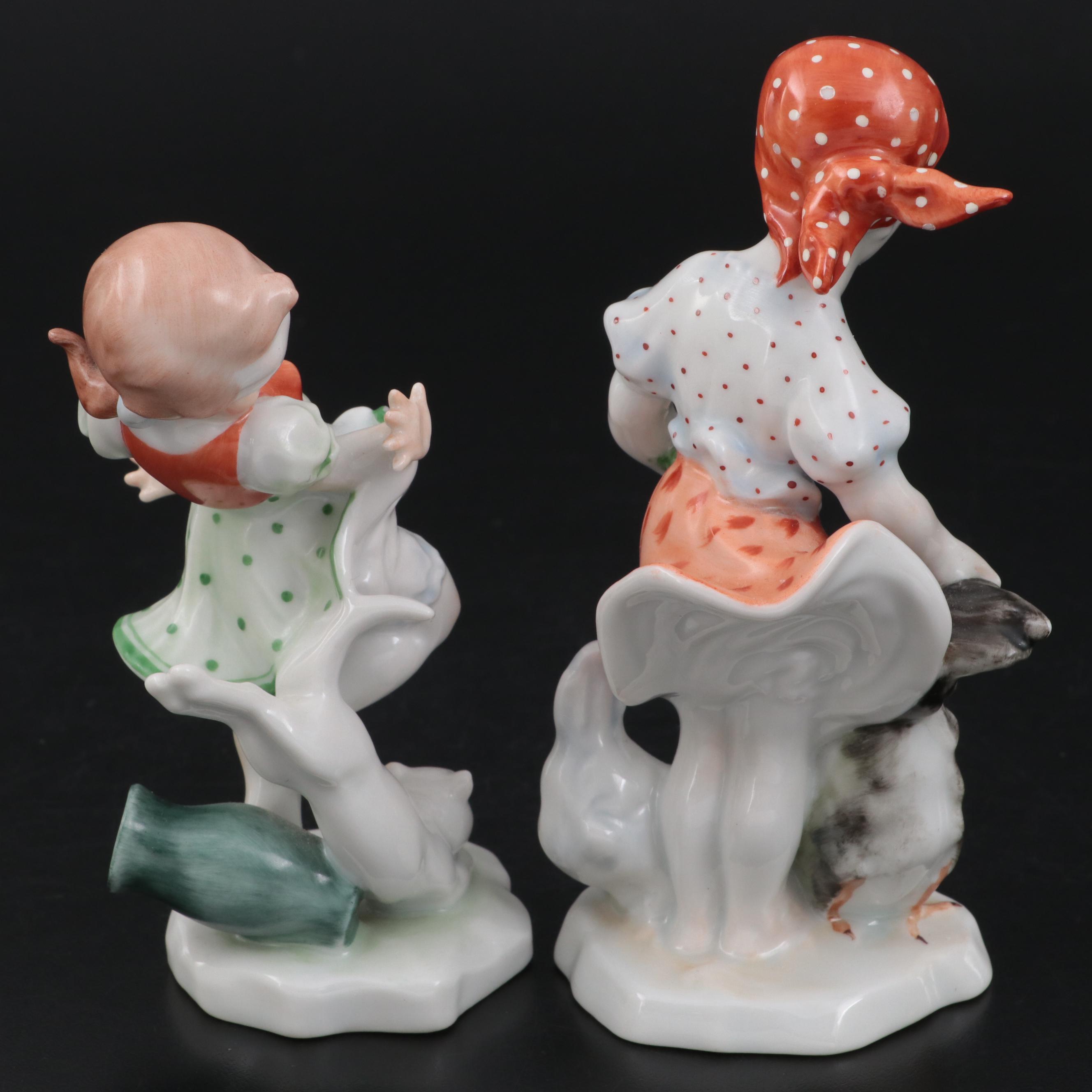 Herend Porcelain Figurines, Mid to Late 20th Century
