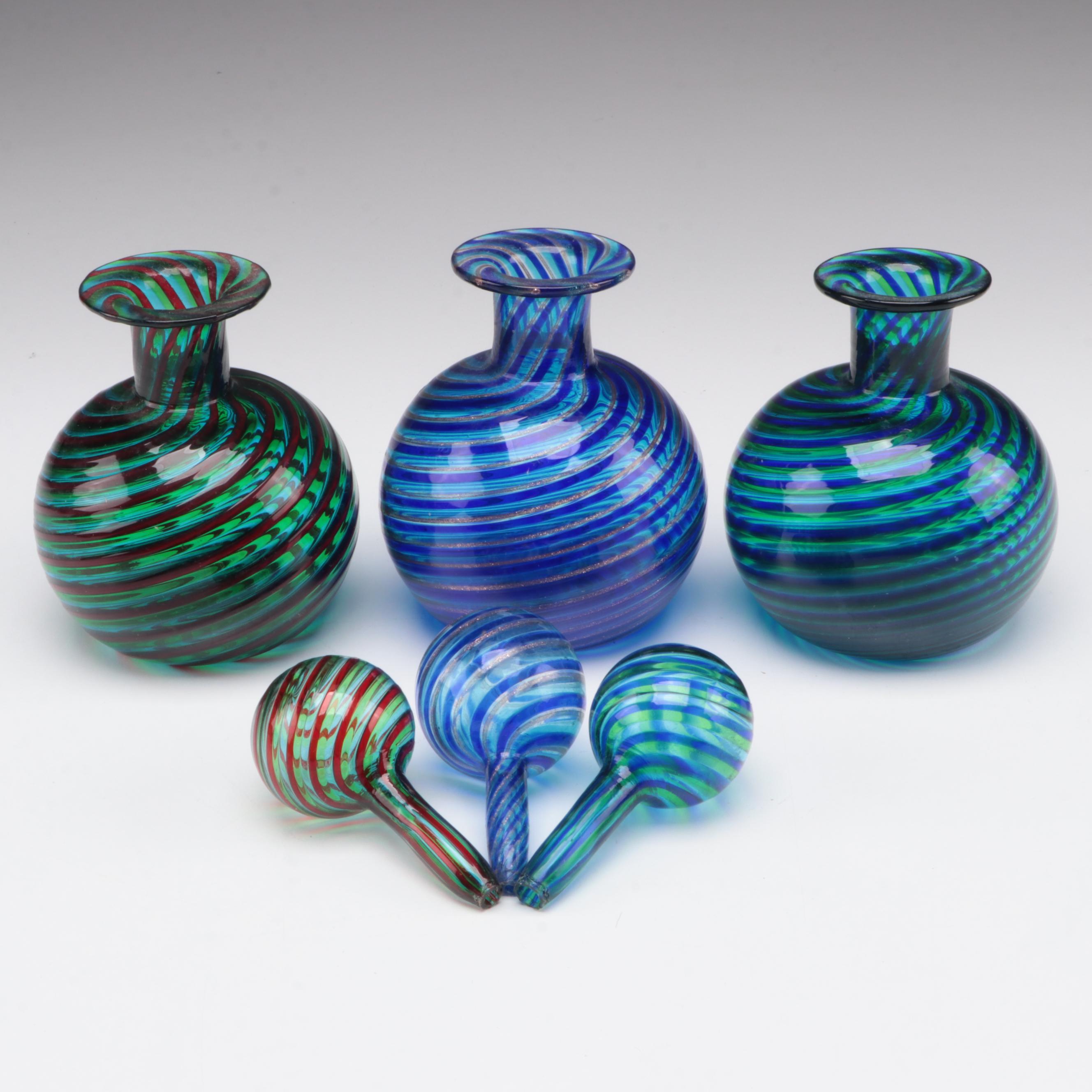 Spiral Blown Art Glass Bottles EBTH