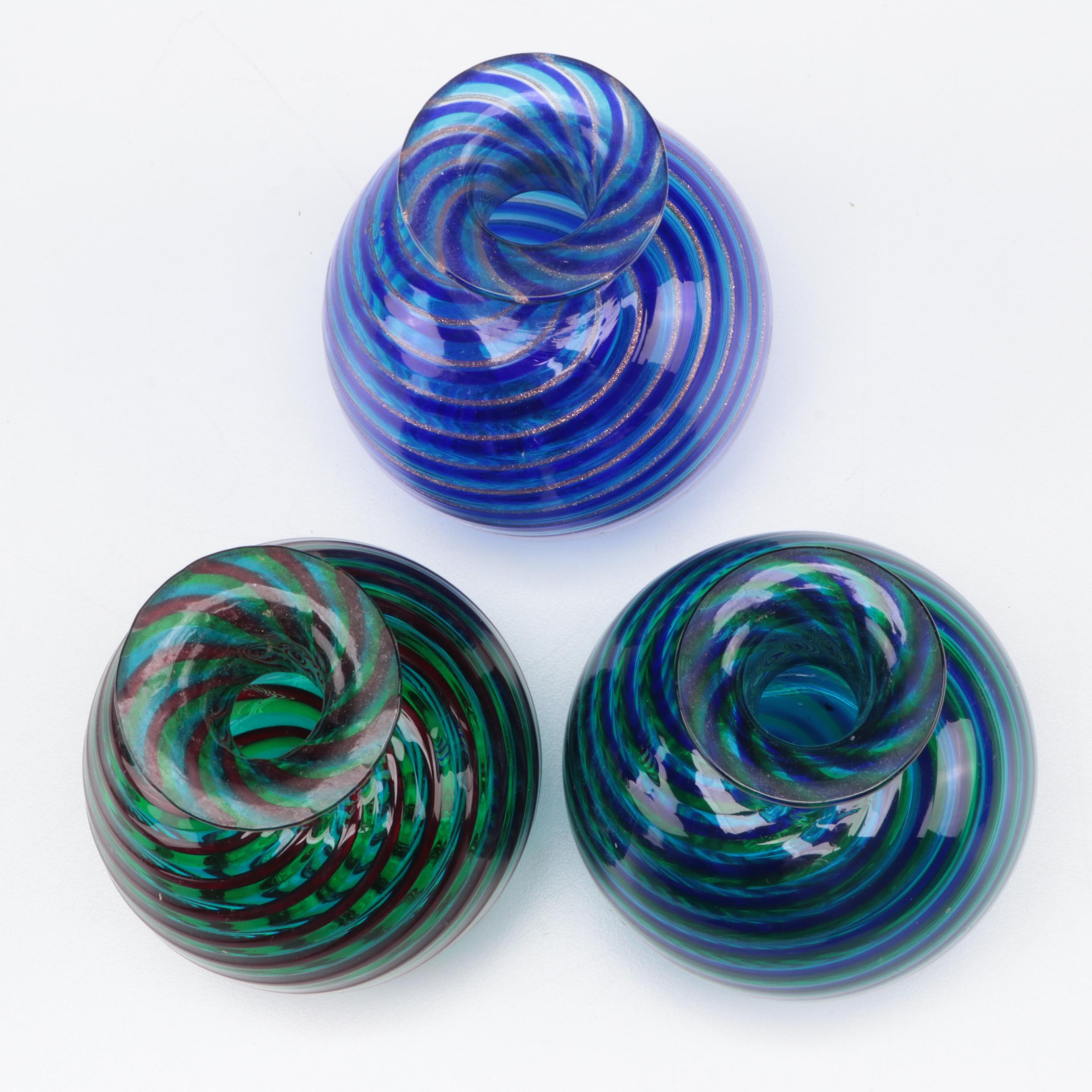 Spiral Blown Art Glass Bottles