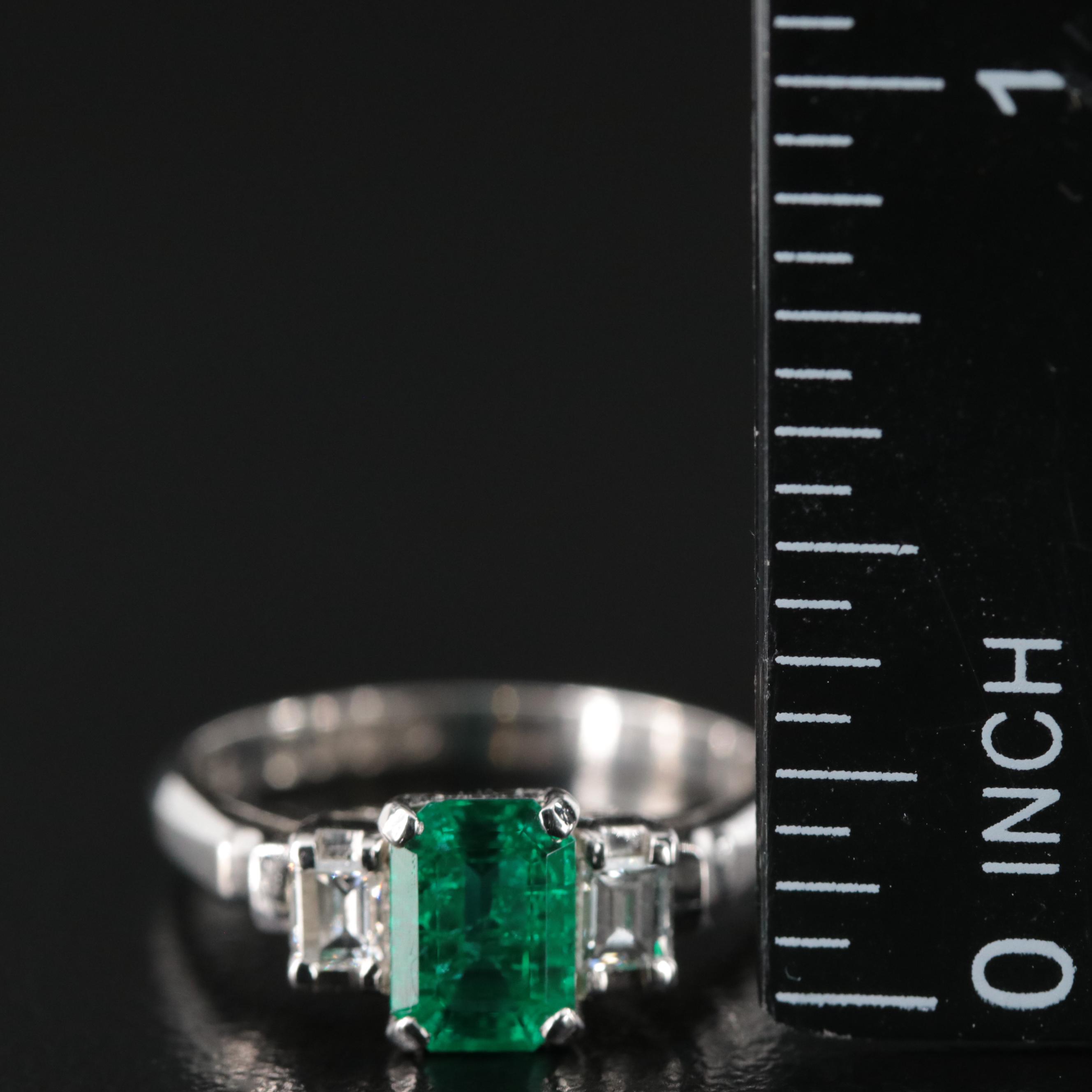 Platinum Emerald and Diamond Ring