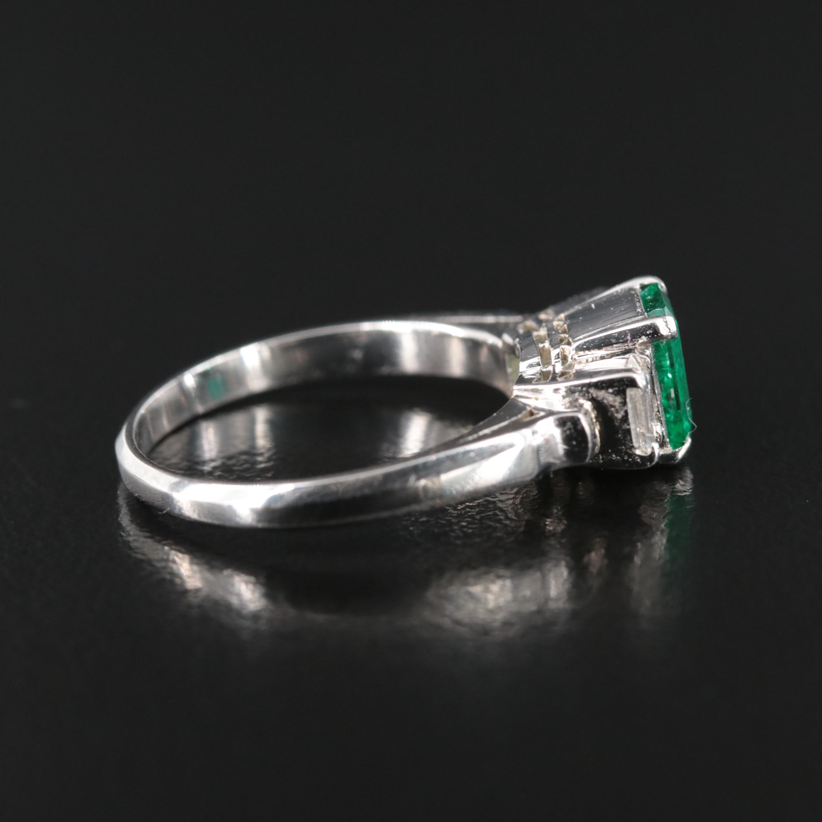 Platinum Emerald and Diamond Ring