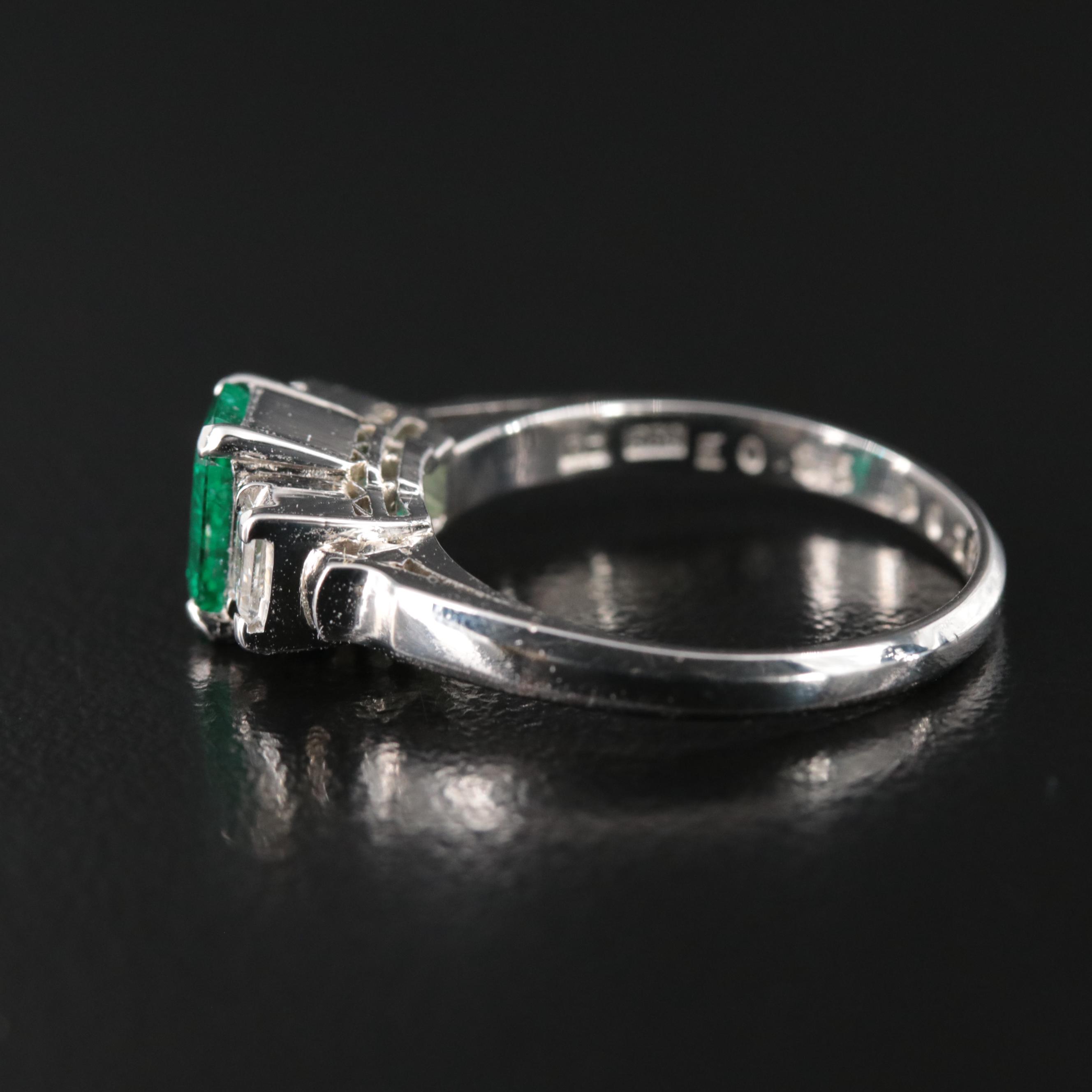 Platinum Emerald and Diamond Ring