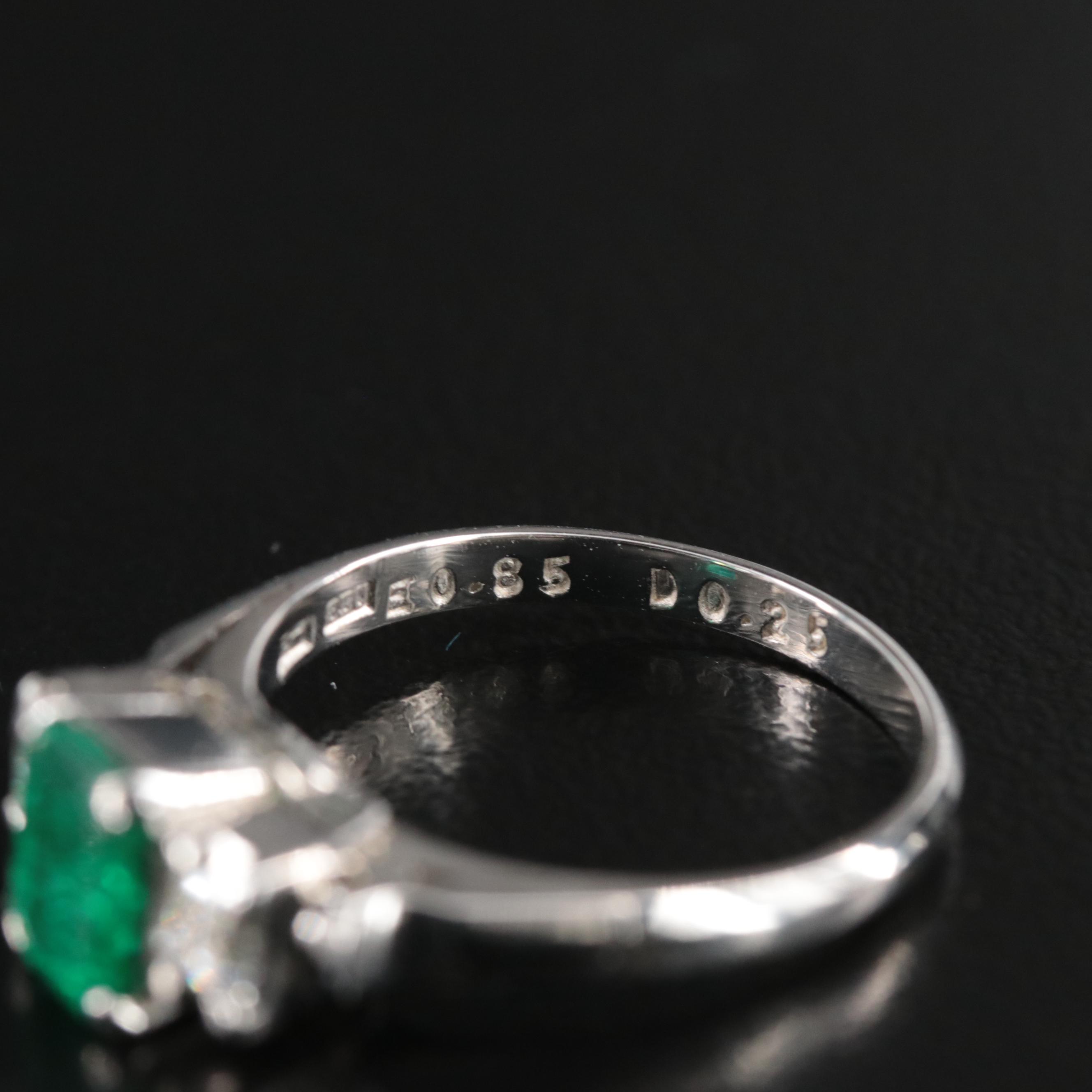 Platinum Emerald and Diamond Ring