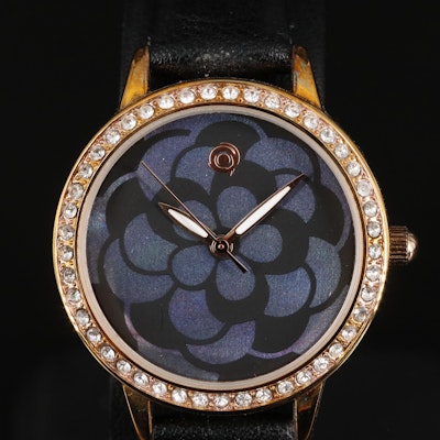 Magnicor Quartz Wristwatch with Black Mother-of-Pearl Dial and Black Strap