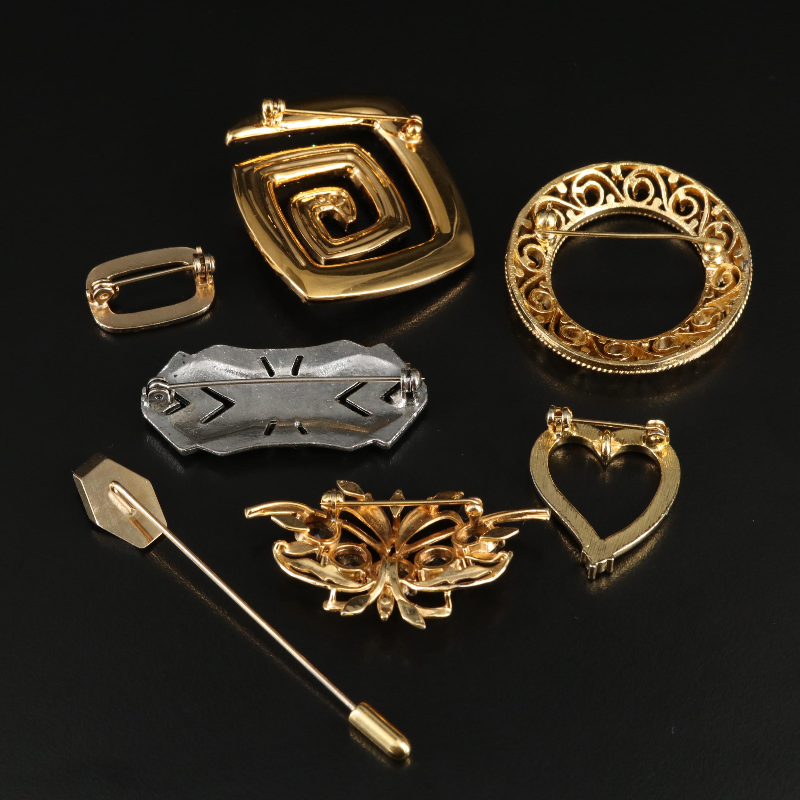 Bracelet and Brooch Assortment with Smoky Quartz, Foilbacks and Swarovski