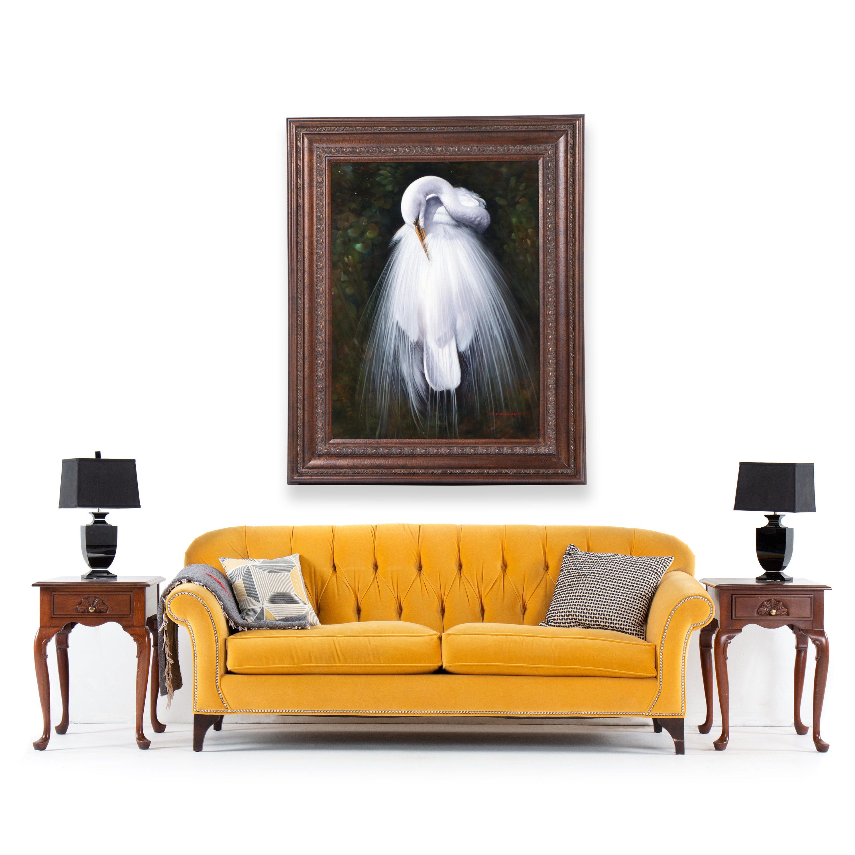 M. P. Elliott Oil Painting of an Egret