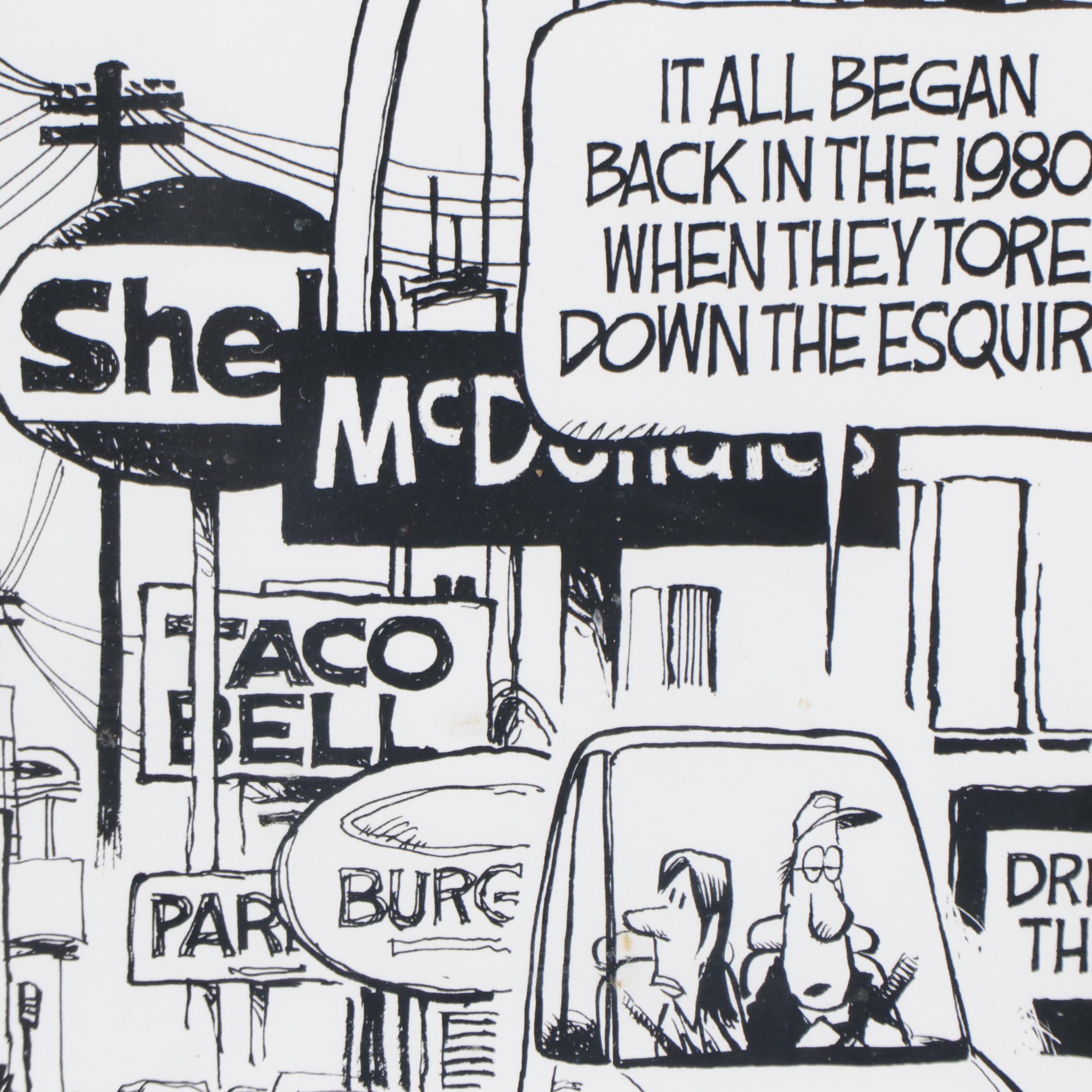 Jim Borgman Cincinnati Ludlow Avenue Themed Lithograph, 2012