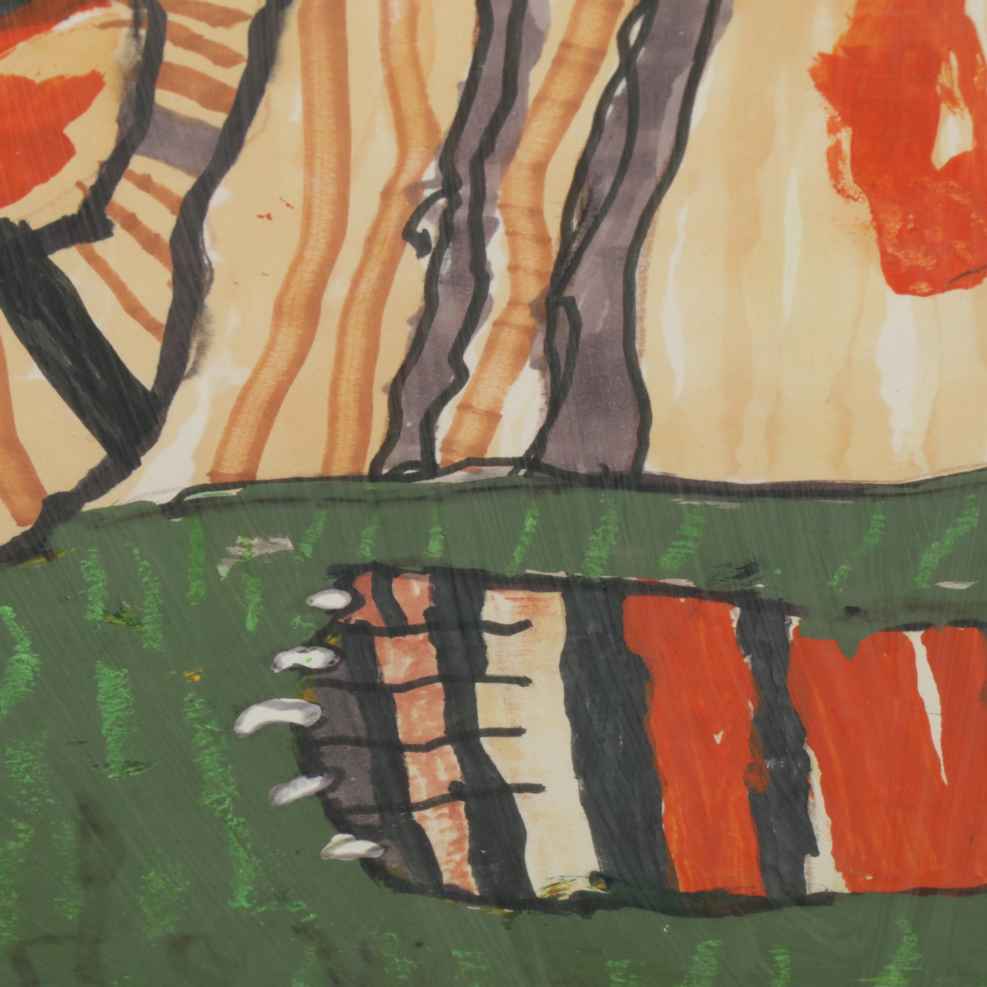 Jeff Meadows Outsider Art Mixed Media Painting "Tiger, Tiger," 2020