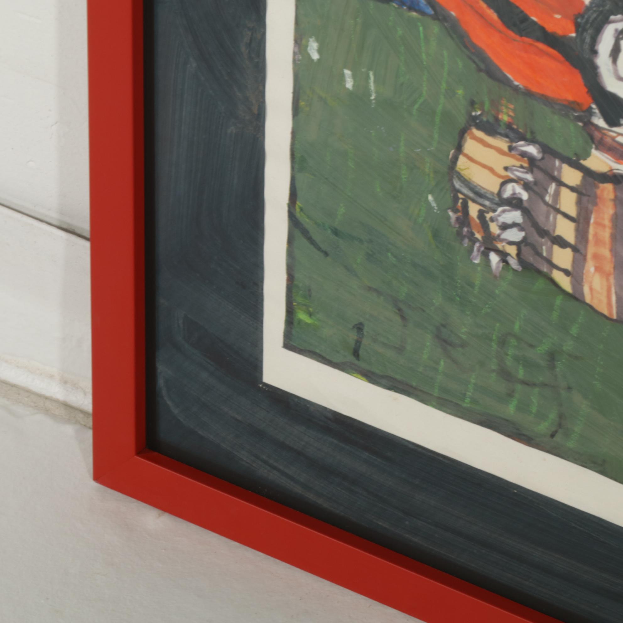 Jeff Meadows Outsider Art Mixed Media Painting "Tiger, Tiger," 2020