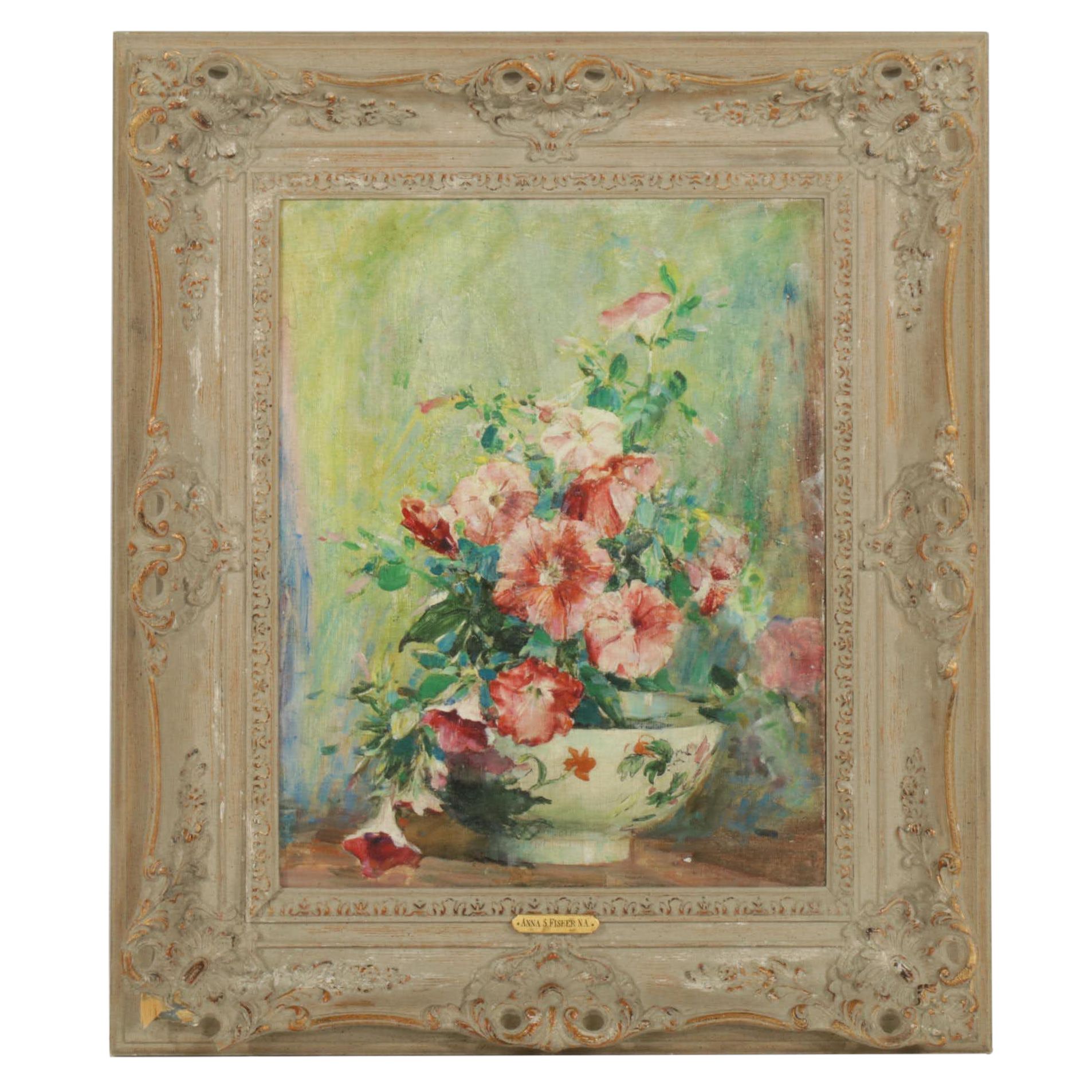 Anna S. Fisher Floral Still Life Oil Painting