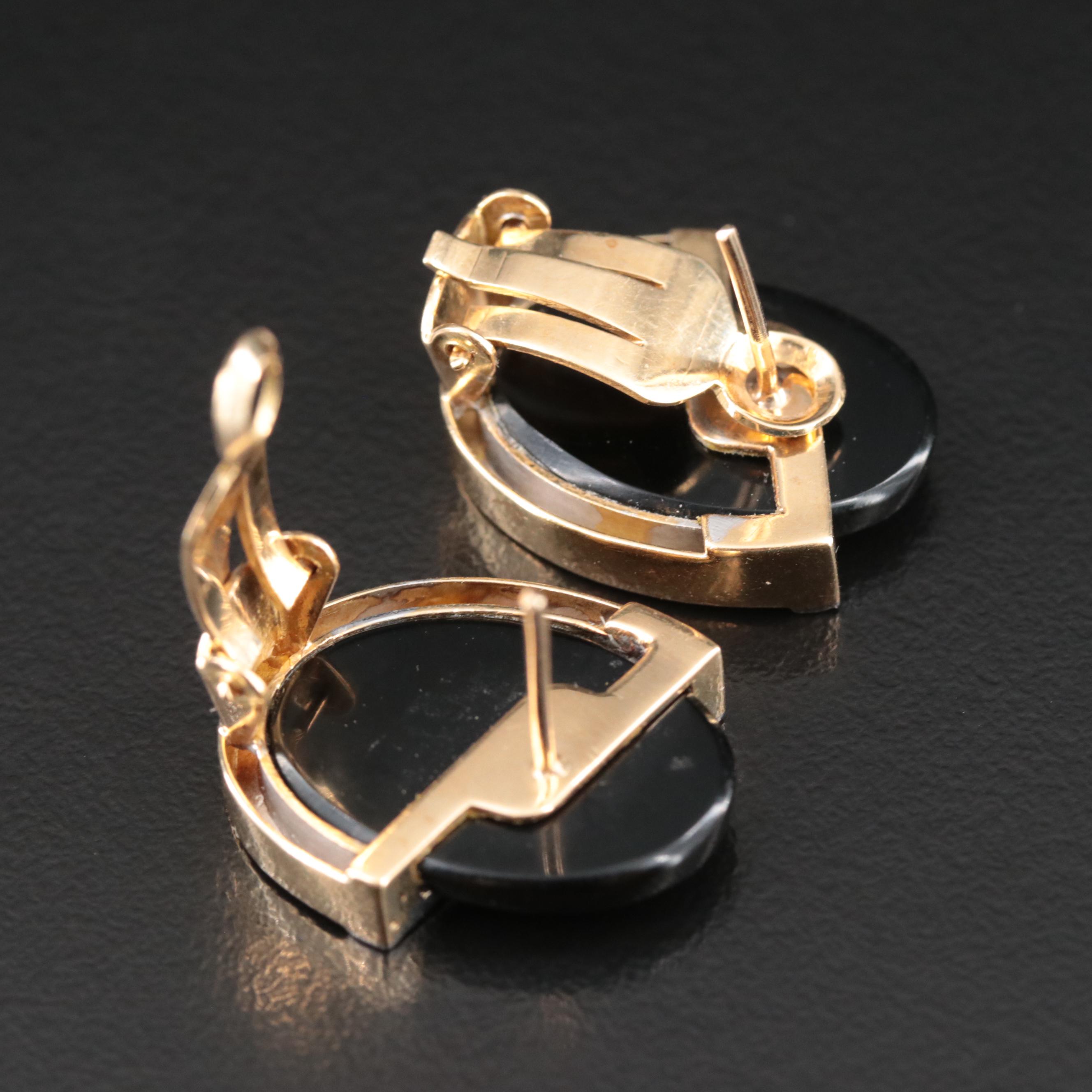 18K Onyx and Diamond Earrings