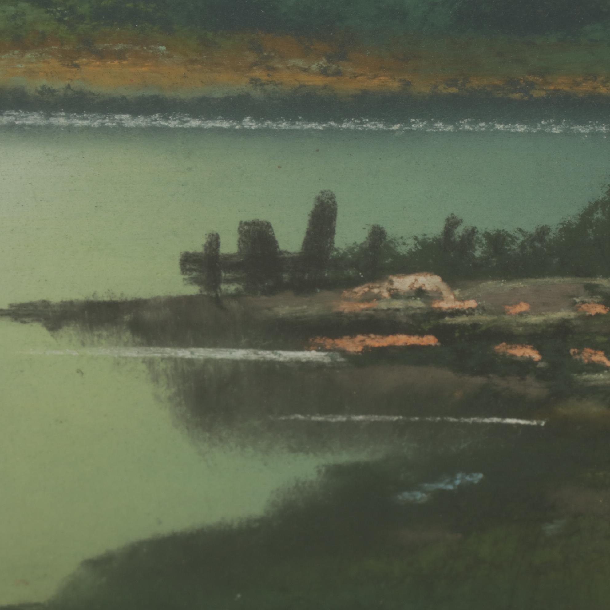 Albert Glatthaar Landscape Pastel Drawing "Moon Night," Early 20th Century