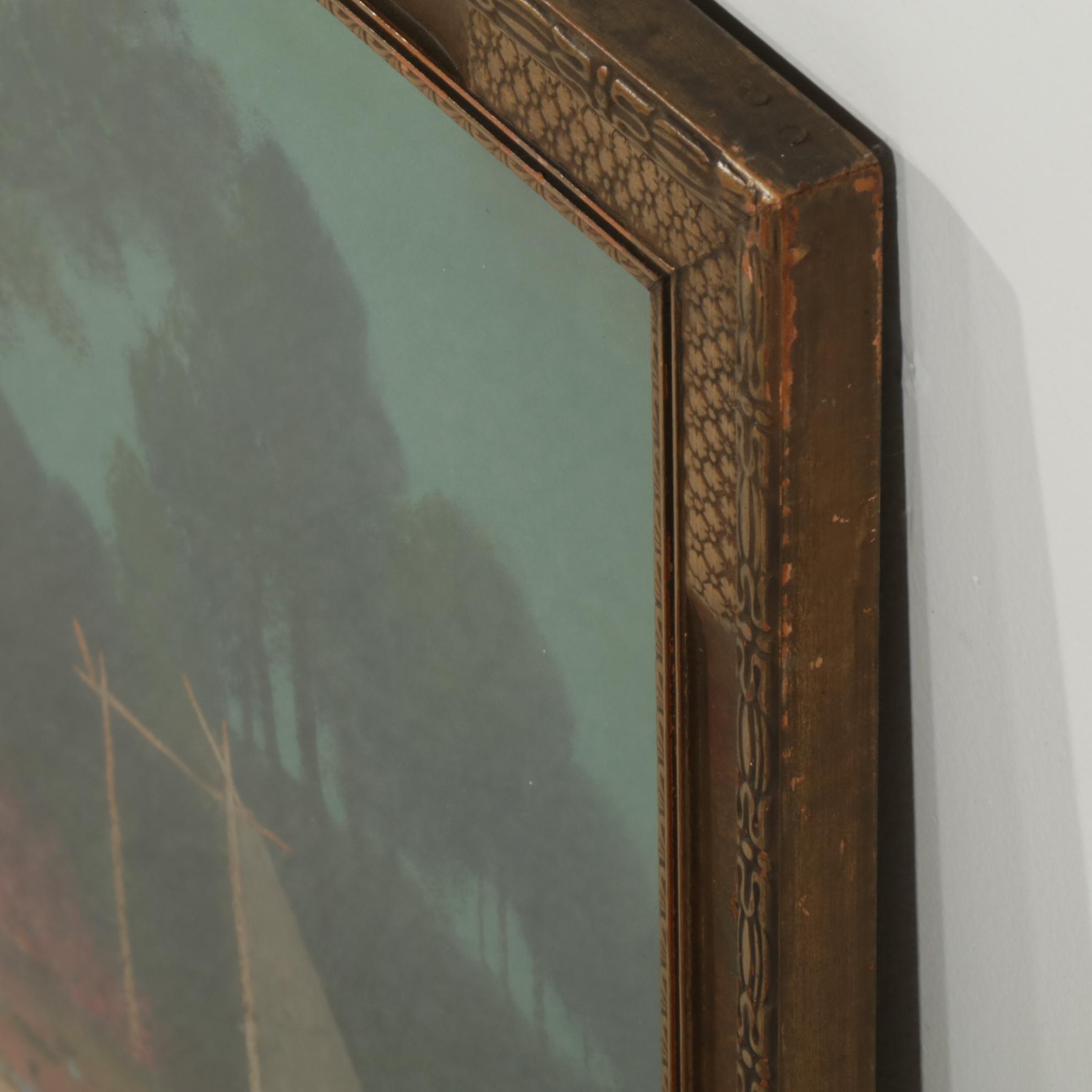 Albert Glatthaar Landscape Pastel Drawing "Moon Night," Early 20th Century