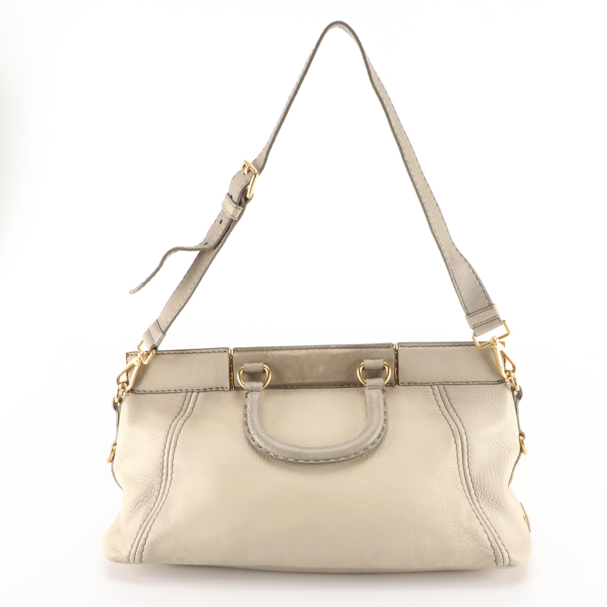 Prada Frame Two-Way Bag in Ice Gray Verco Deerskin Leather