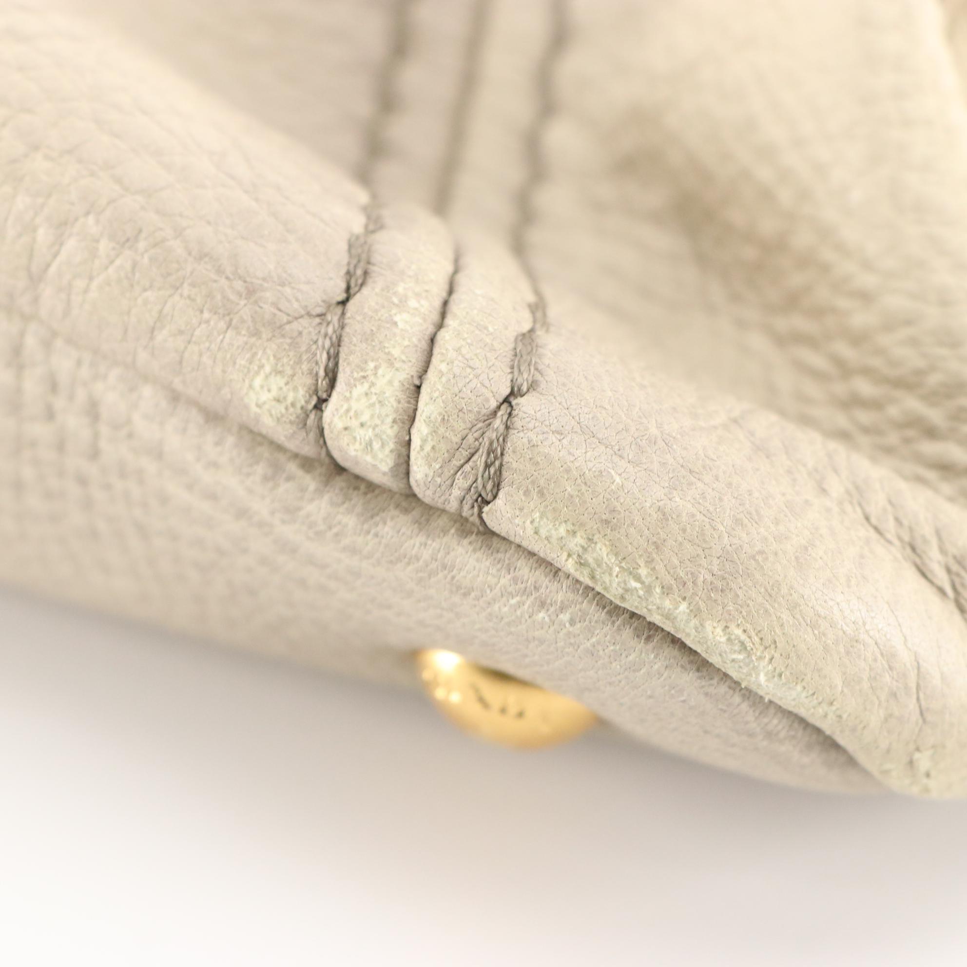 Prada Frame Two-Way Bag in Ice Gray Verco Deerskin Leather