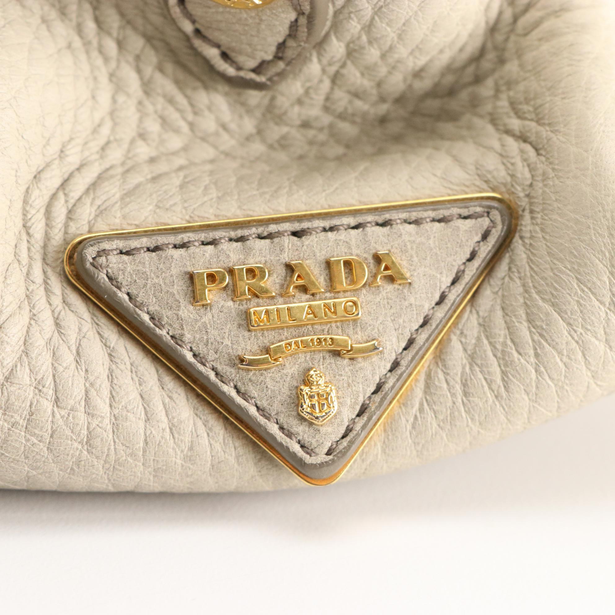 Prada Frame Two-Way Bag in Ice Gray Verco Deerskin Leather