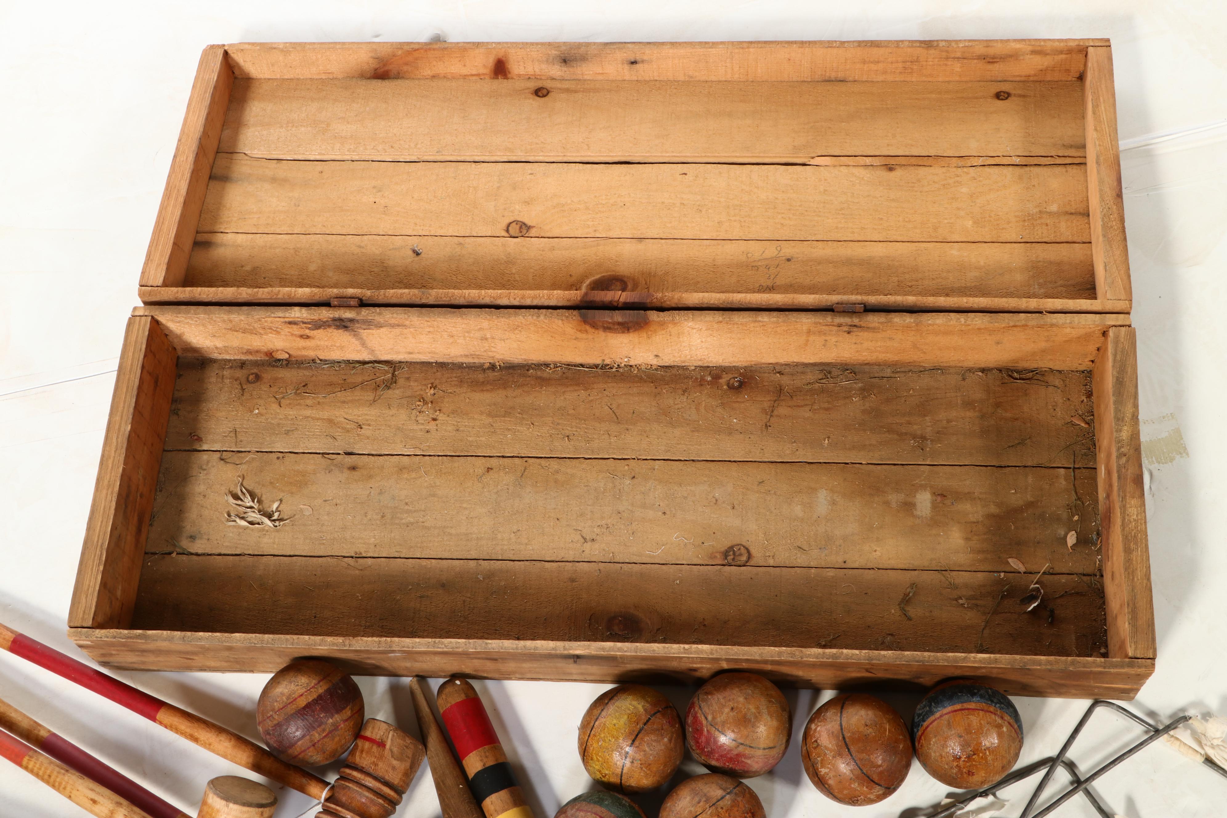 Painted Wood Lawn Croquet Set With Crate