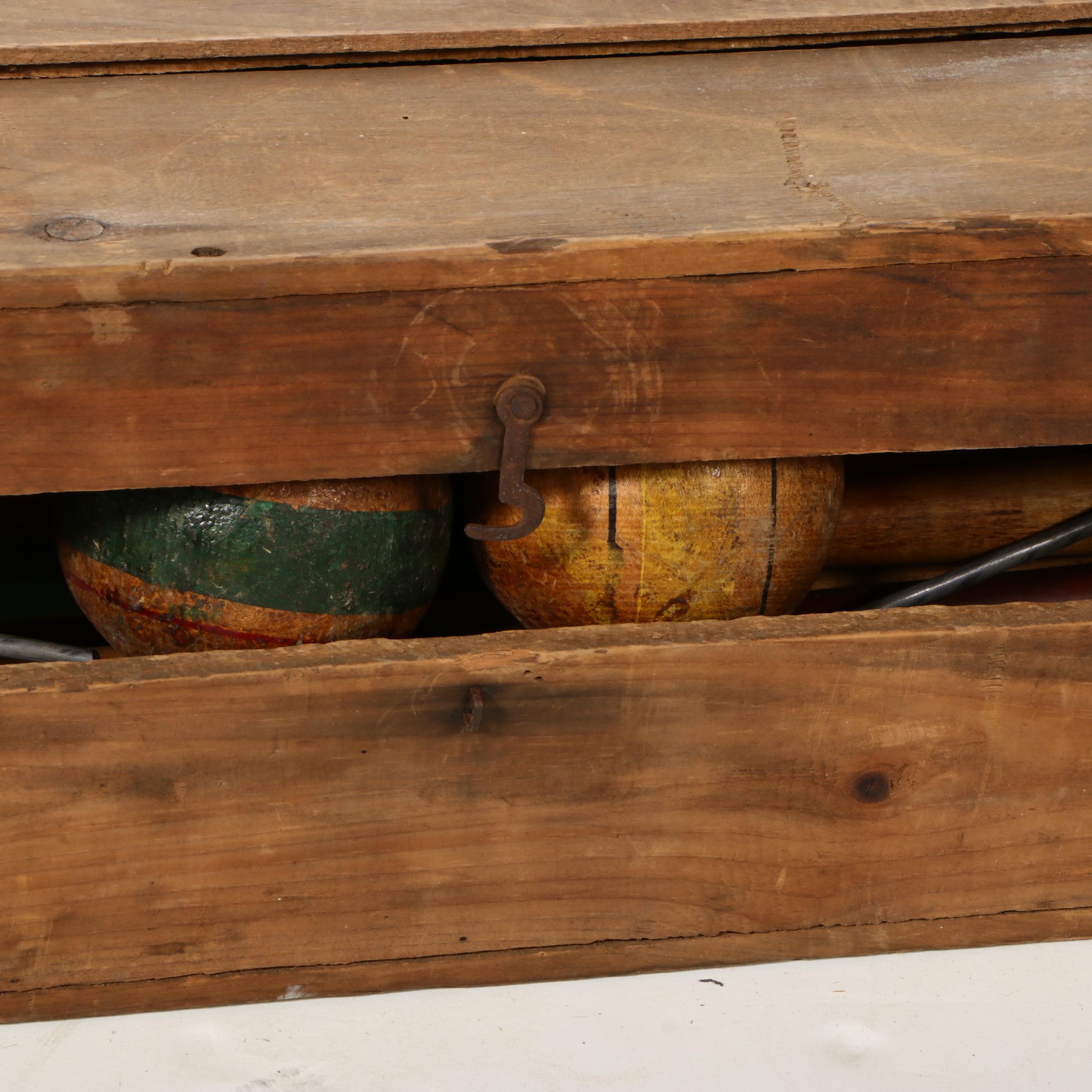 Painted Wood Lawn Croquet Set With Crate