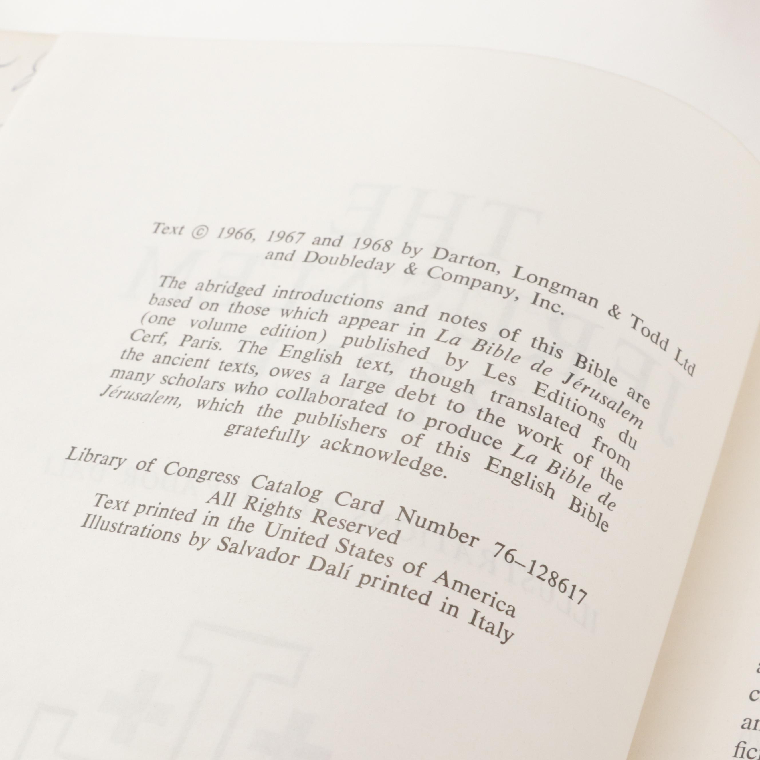 Salvador Dalí Illustrated Jerusalem Bible Edited by Alexander Jones, 1970