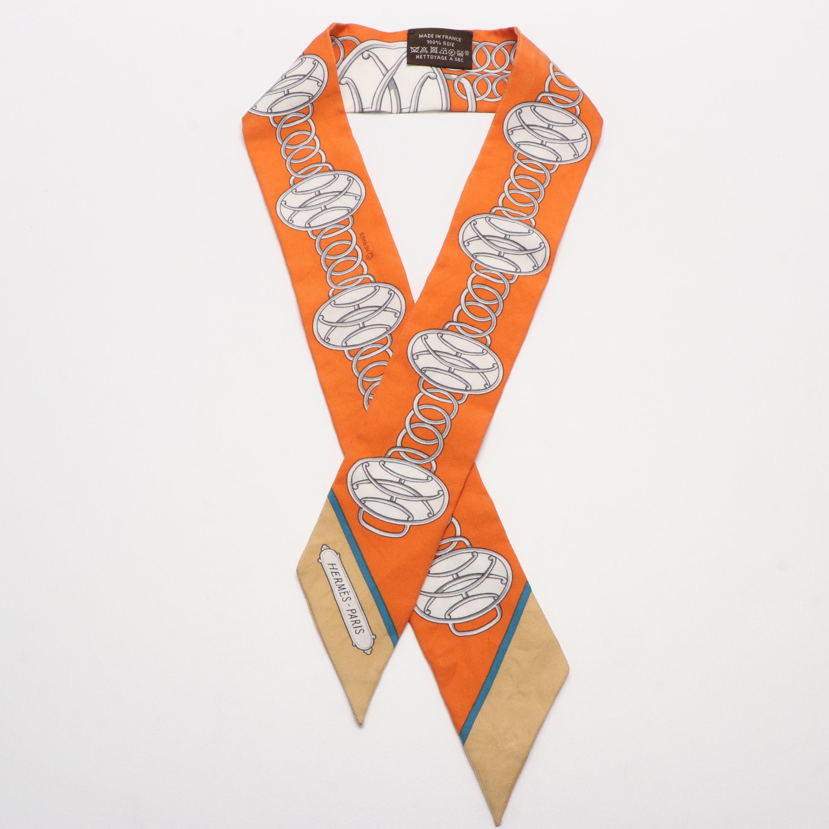 Hermès "Lift Profile" Silk Twilly Scarf