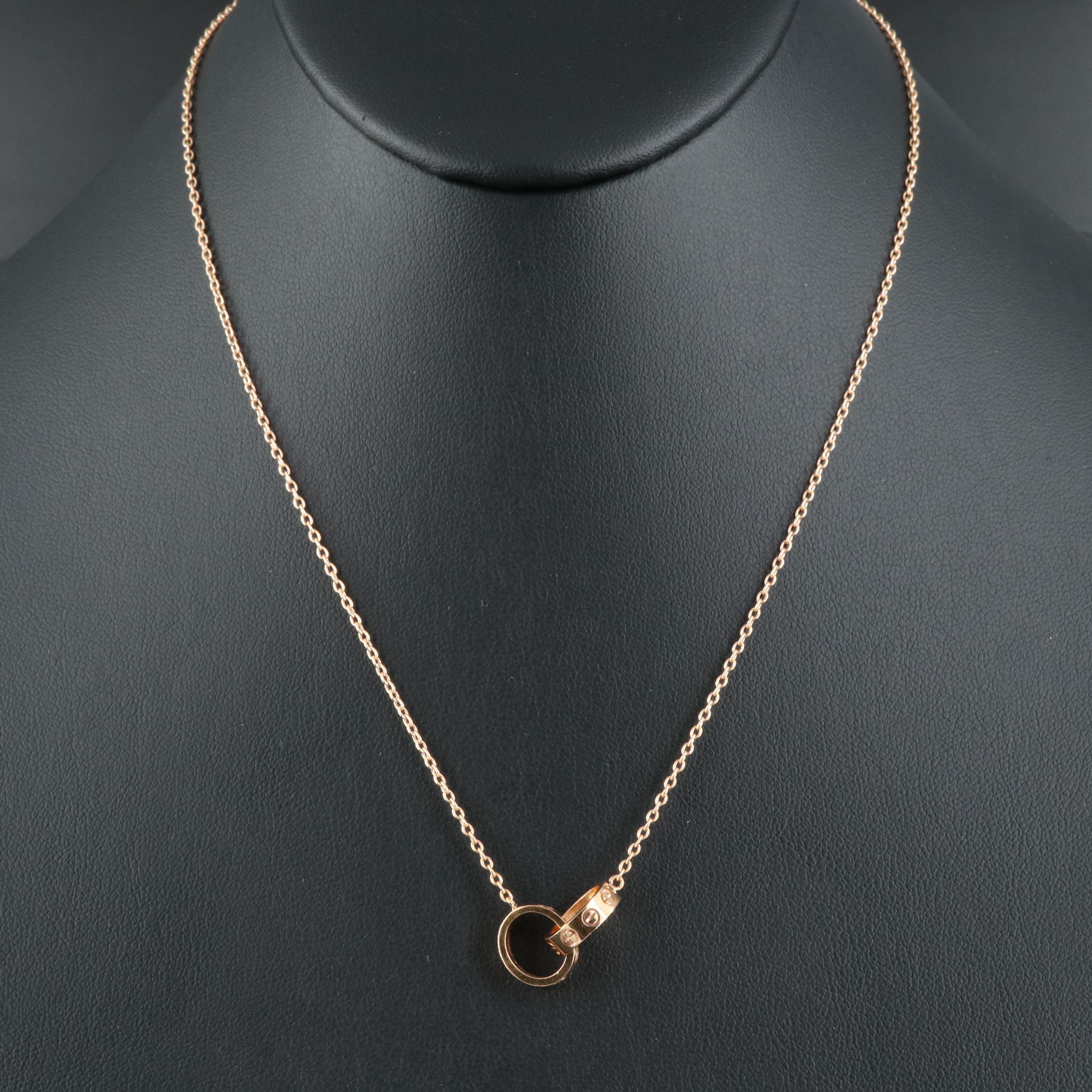 Cartier "LOVE" 18K Rose Gold Interlocking Circles Necklace EBTH