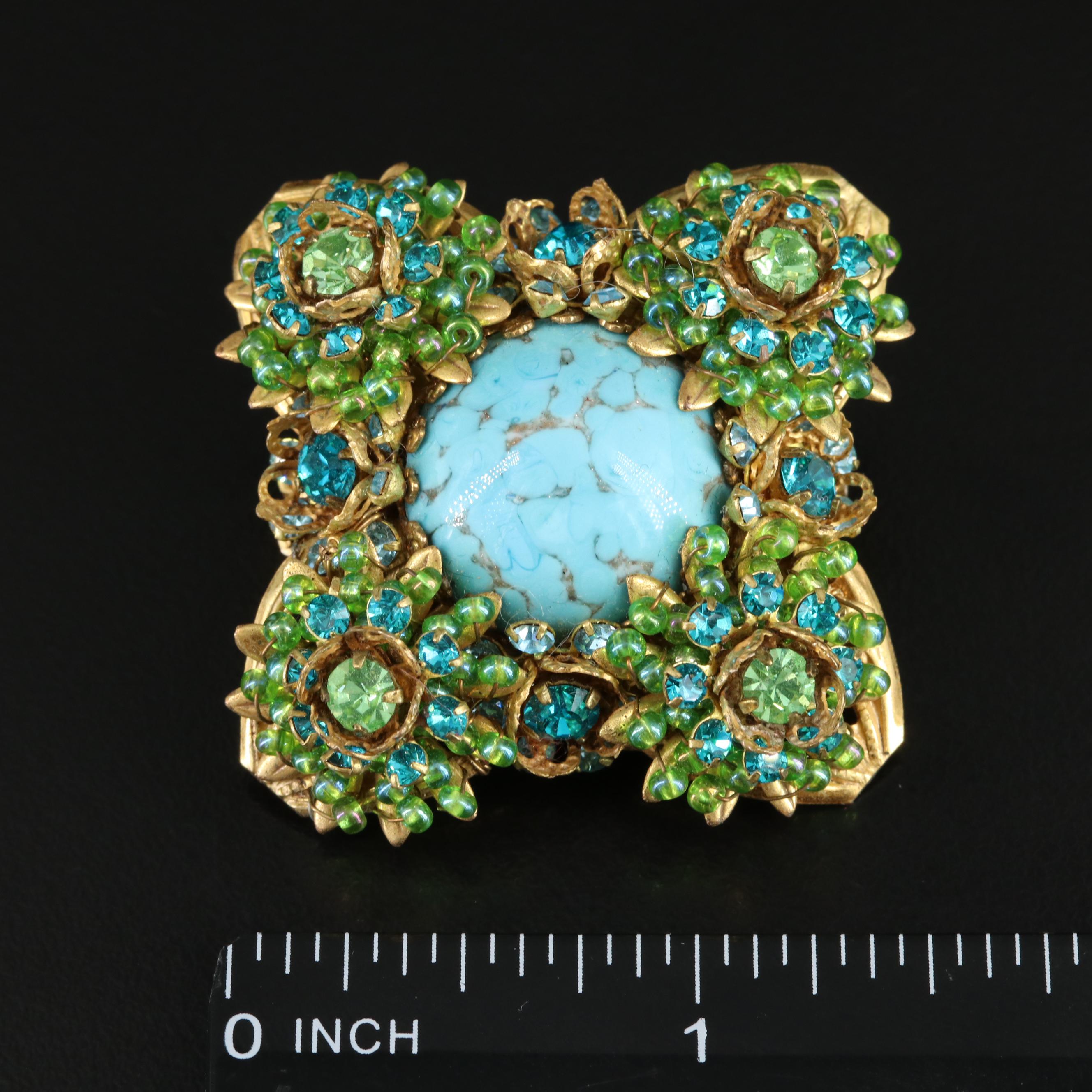 Vintage Mark Mercy Brooch and Grace Kelly Designs Ring with Faux Coral Earrings