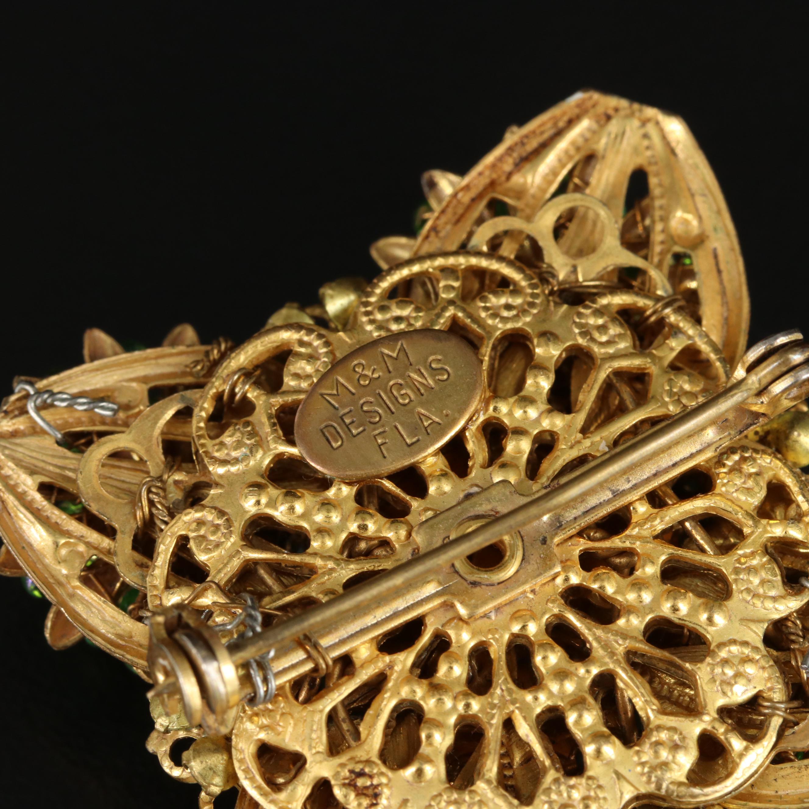 Vintage Mark Mercy Brooch and Grace Kelly Designs Ring with Faux Coral Earrings