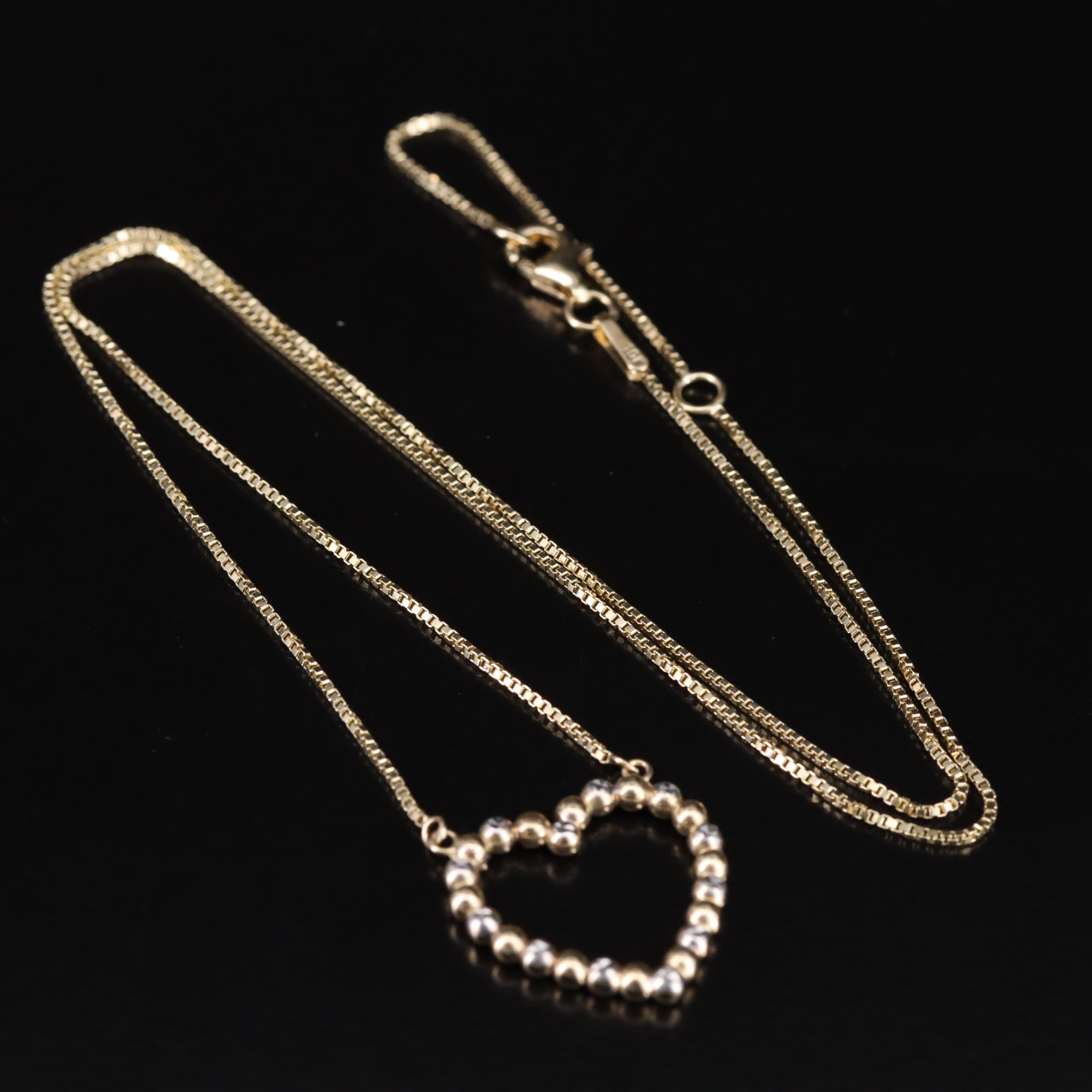 10K Heart Bead Necklace EBTH