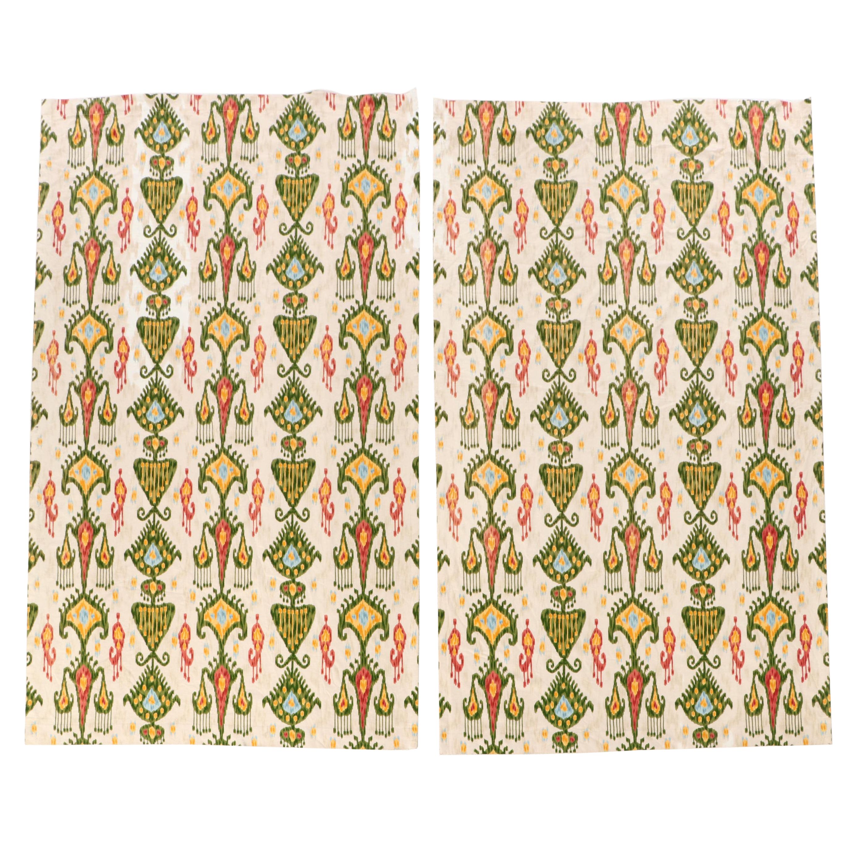 Ikat Print Cotton Drapery Pair