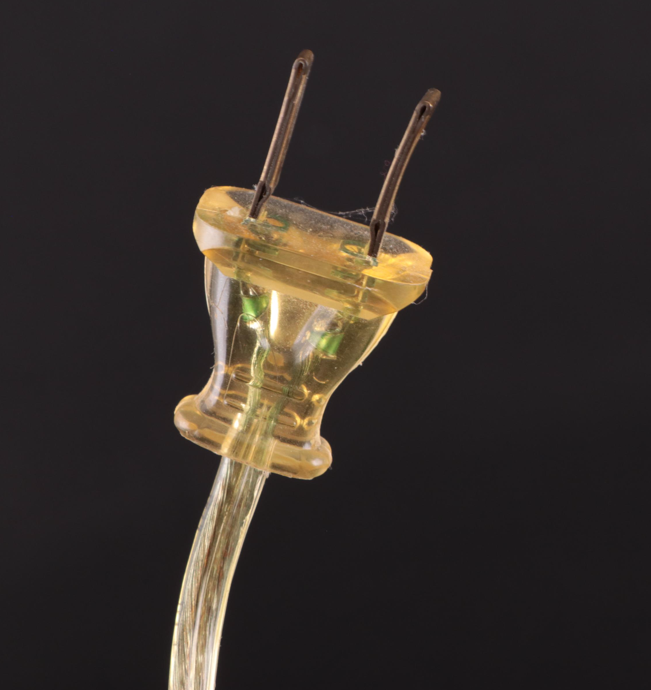 Waterford Crystal and Lacquered Brass Table Lamp With Beaded Fabric Shade