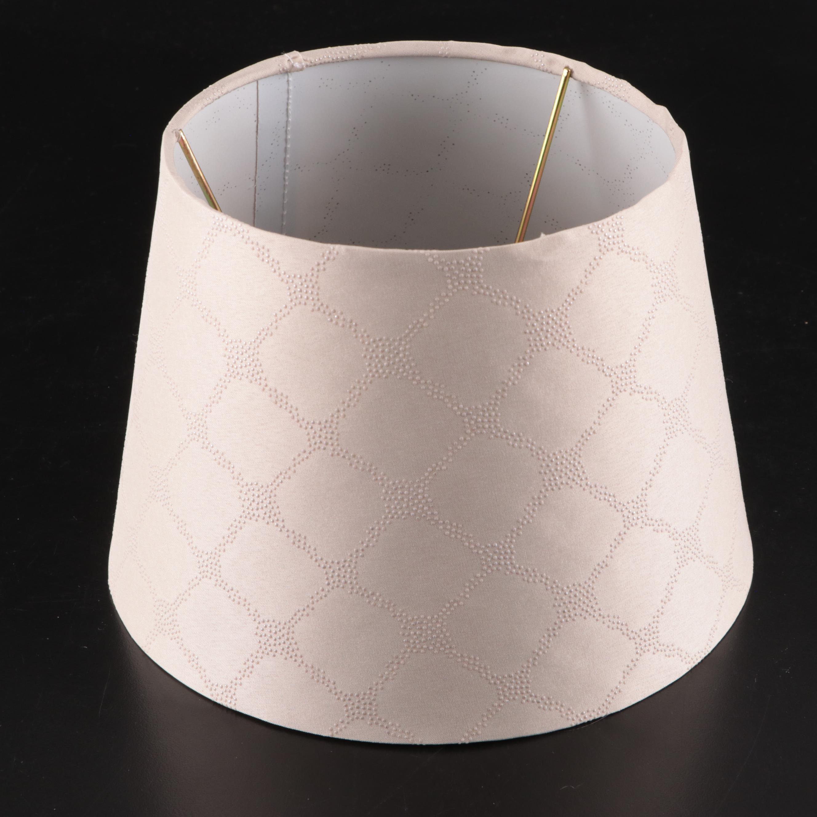 Waterford Crystal and Lacquered Brass Table Lamp With Beaded Fabric Shade