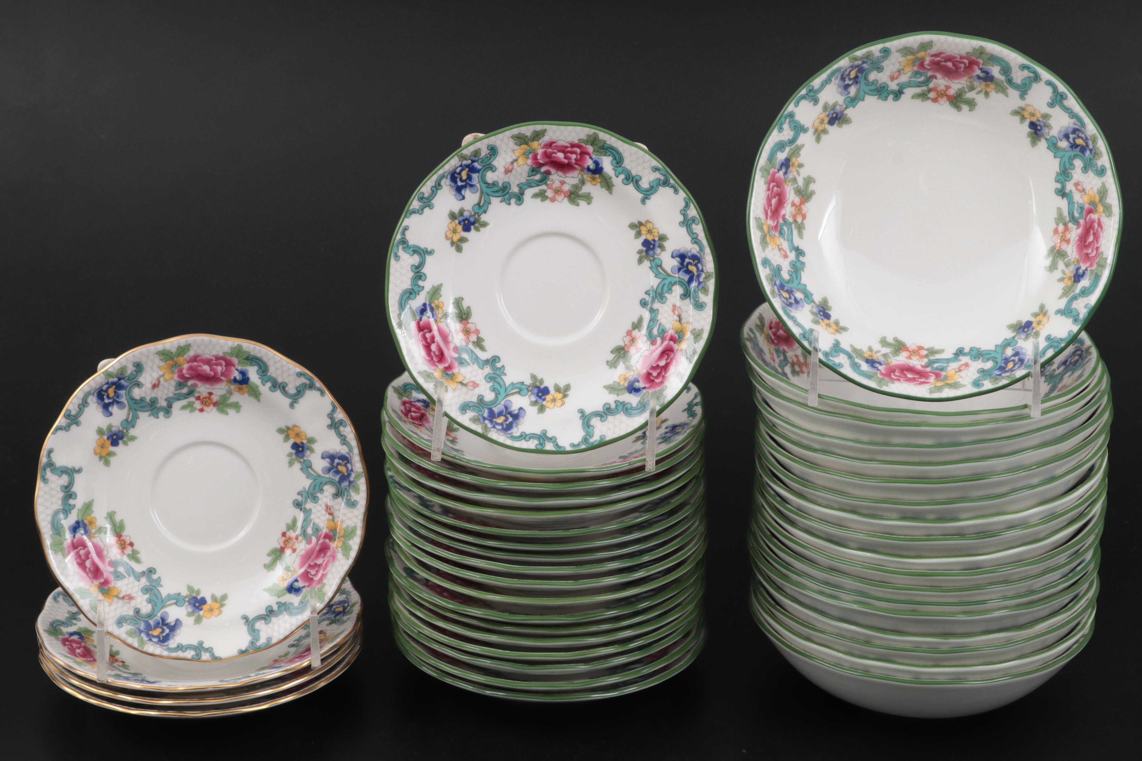 Royal Doulton "Floradora Green" Porcelain Serveware and Dinnerware, 1981