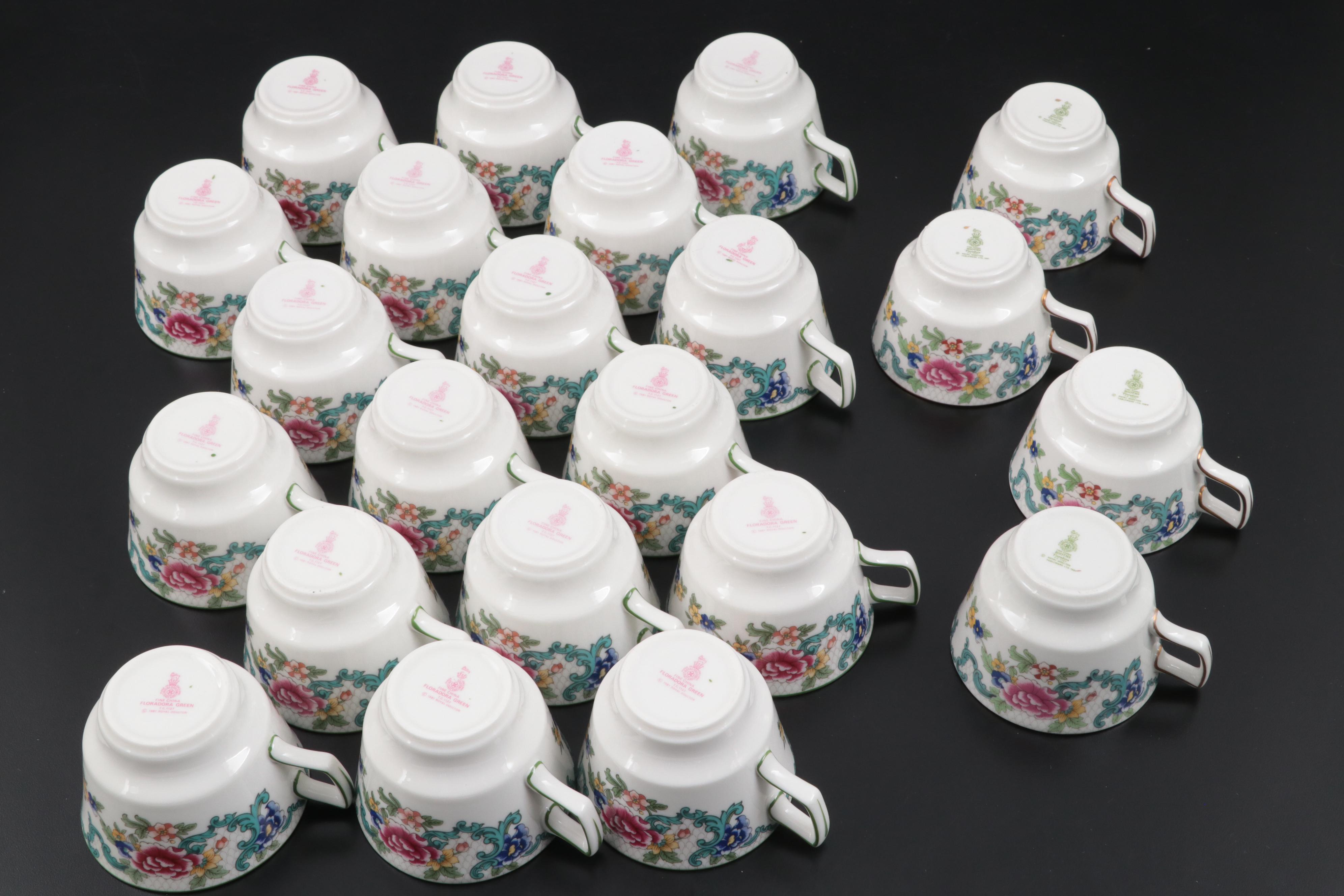 Royal Doulton "Floradora Green" Porcelain Serveware and Dinnerware, 1981