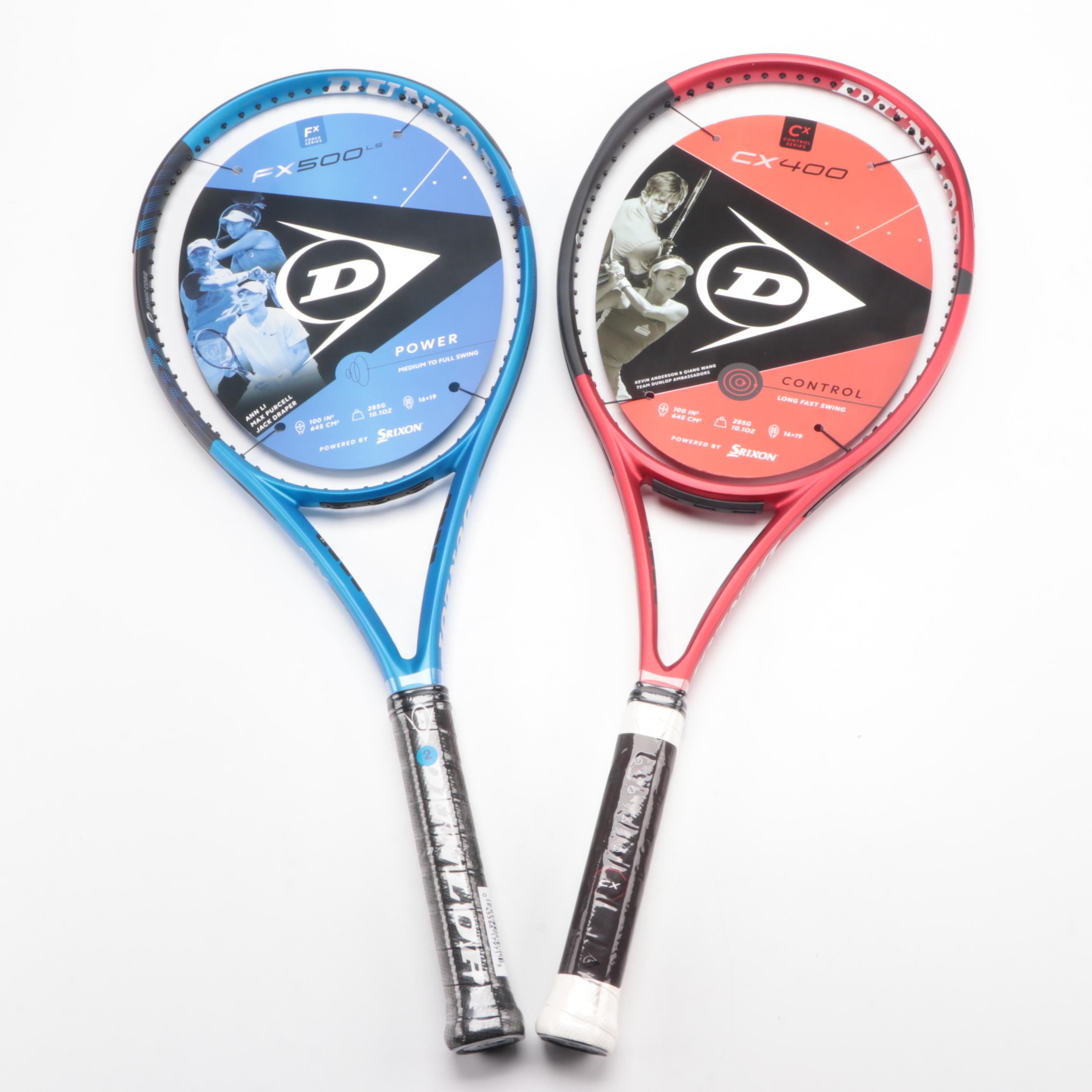 Dunlop "CX400" and "FX500" Unstrung Tennis Rackets
