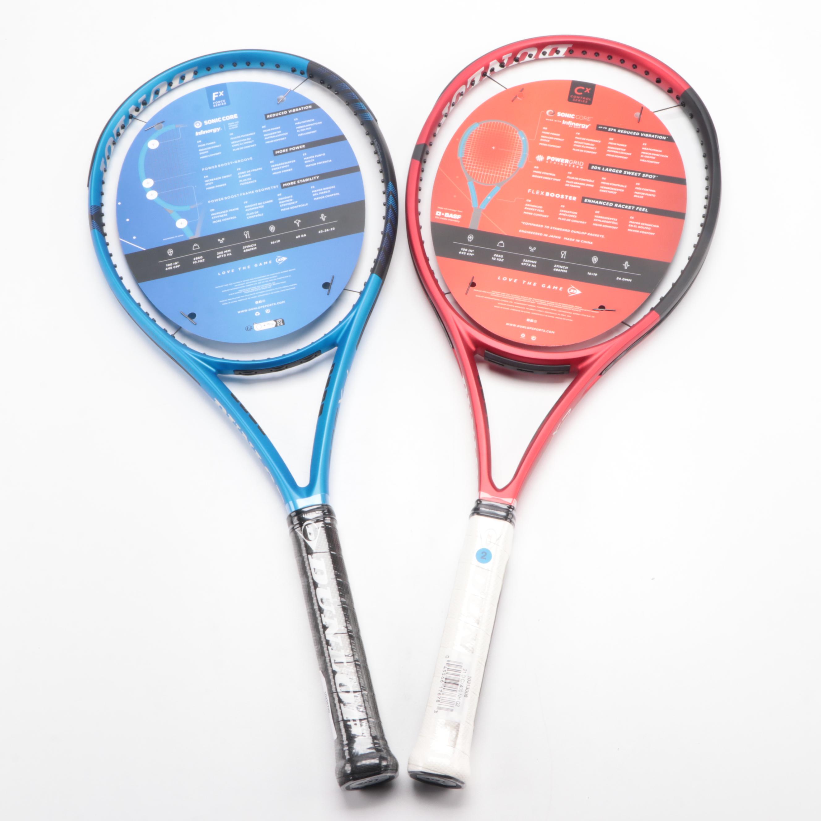 Dunlop "CX400" and "FX500" Unstrung Tennis Rackets